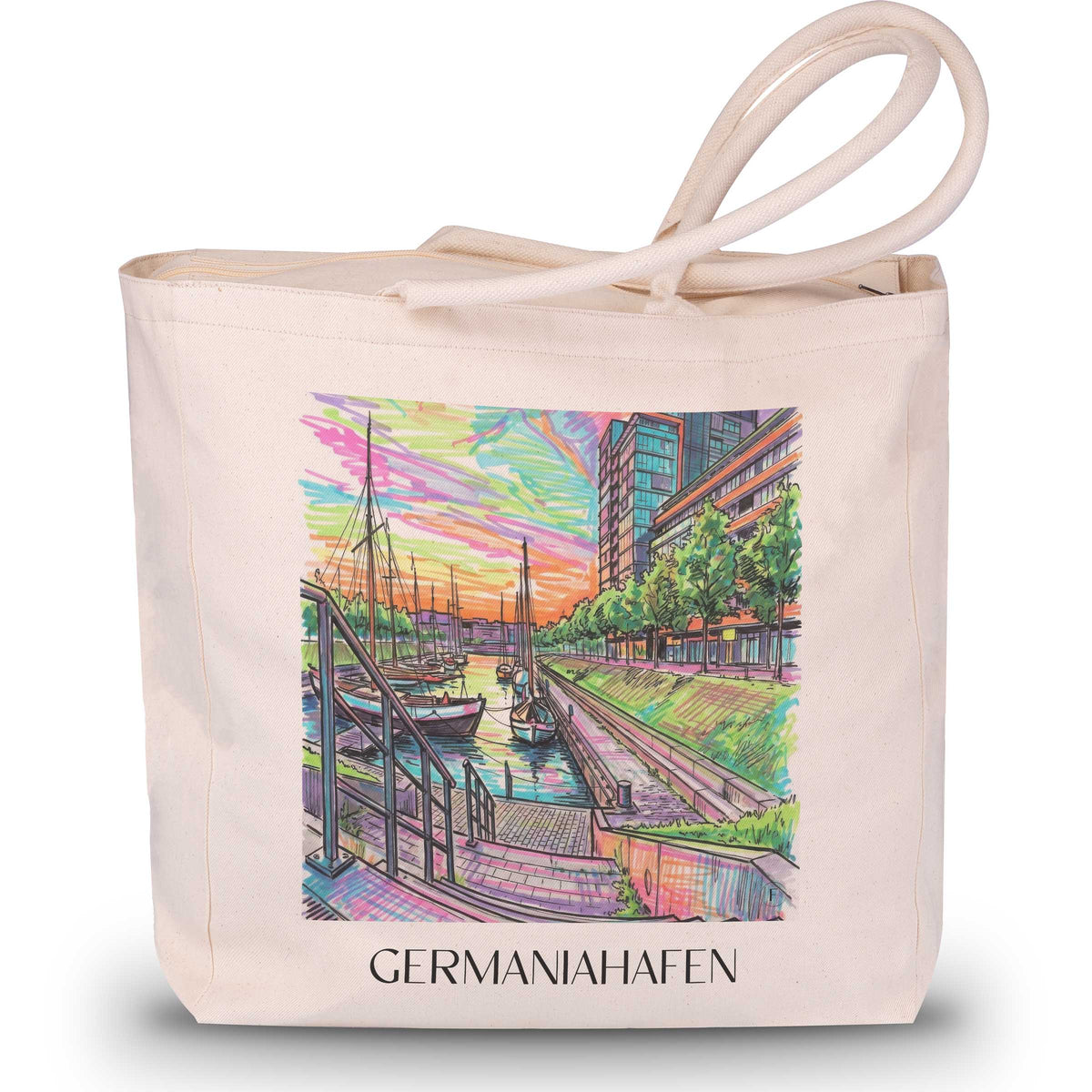 Germaniahafen Shopping Tasche - Kiel - Deutschland Tote Bag - Einkaufstasche im Tag Graffiti Stil - favplace