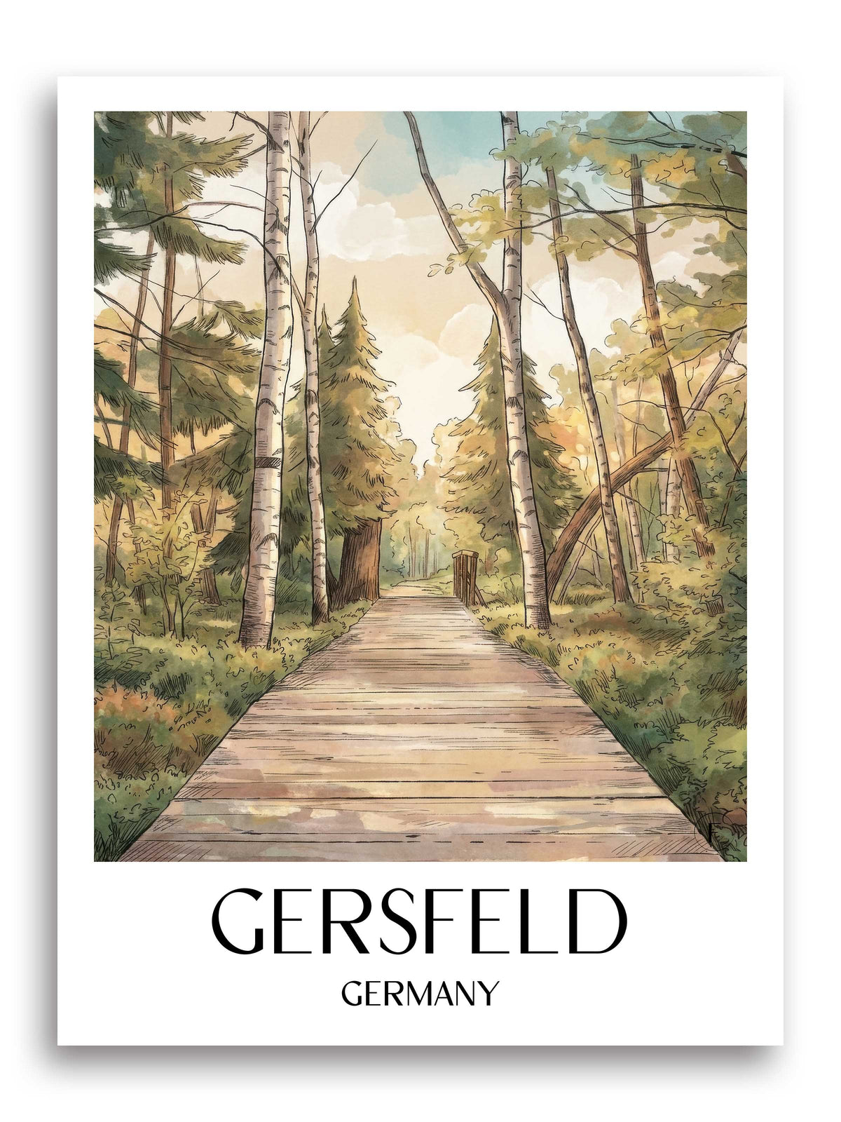 Gersfeld Poster - Rhön - Deutschland Kunstdruck - Aquarell von A4 bis A1 - favplace
