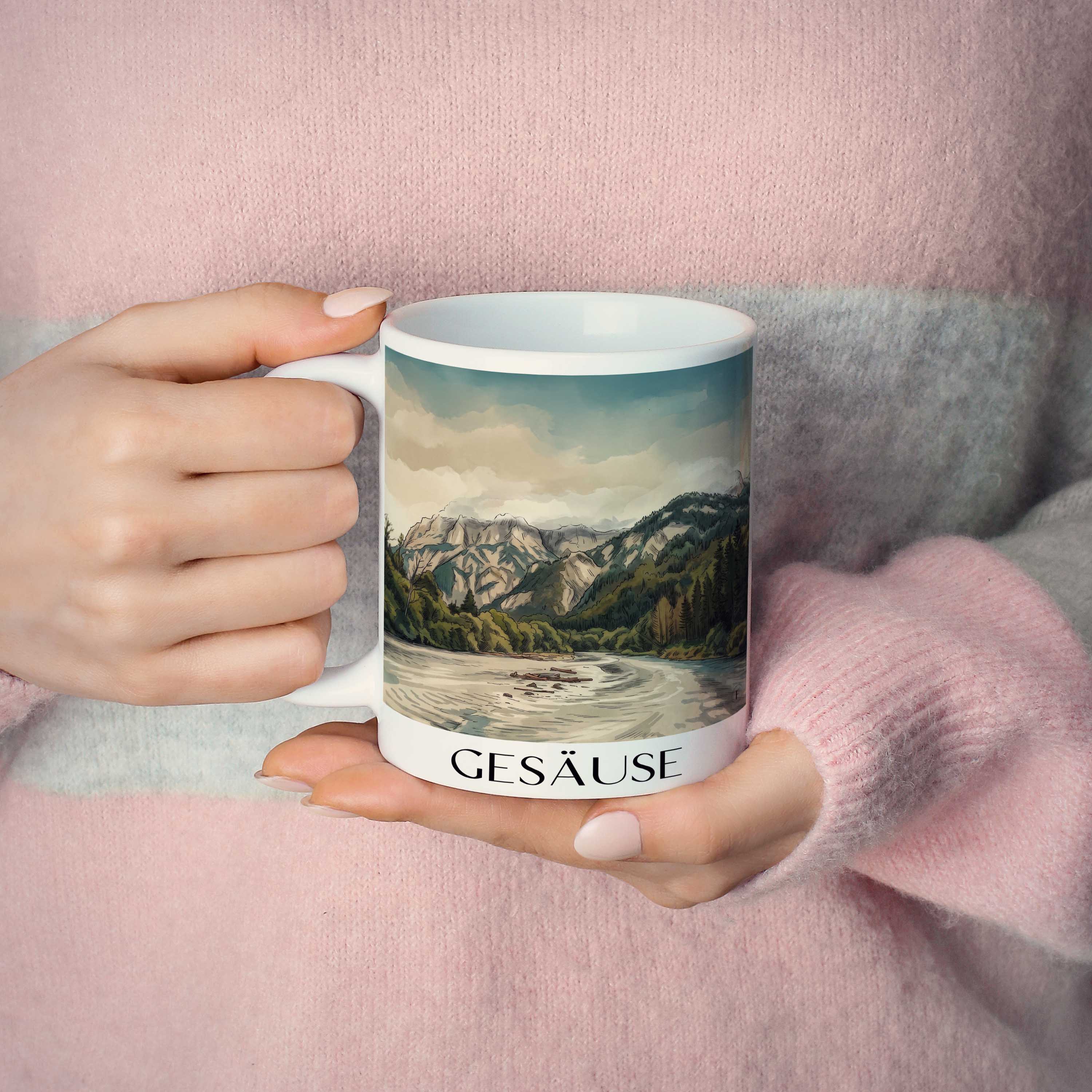 gesäuse-steiermark-österreich-kaffeebecher-aquarell