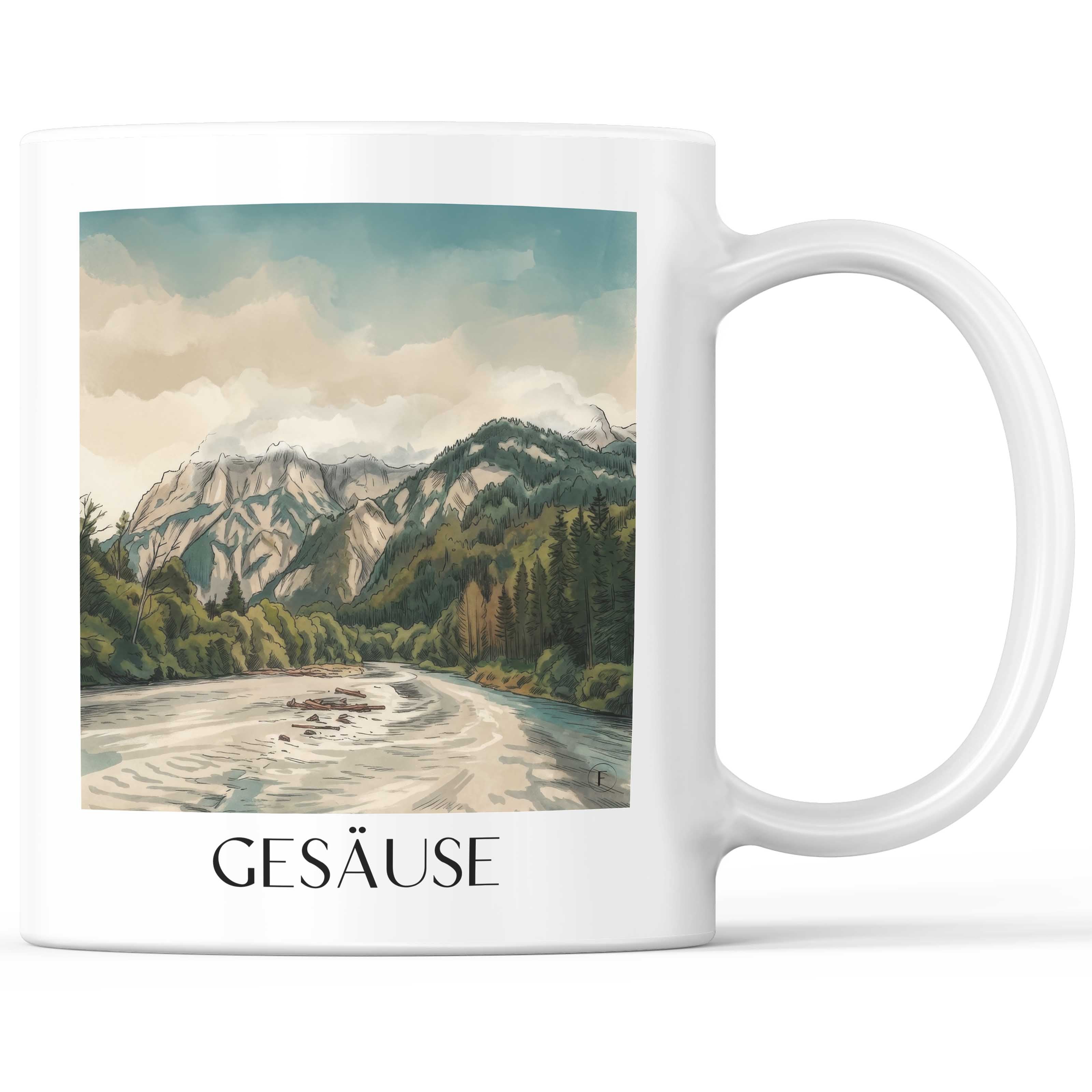 Gesäuse Kaffeebecher - Steiermark - Österreich Becher - Kaffeetasse im Aquarell Stil - favplace