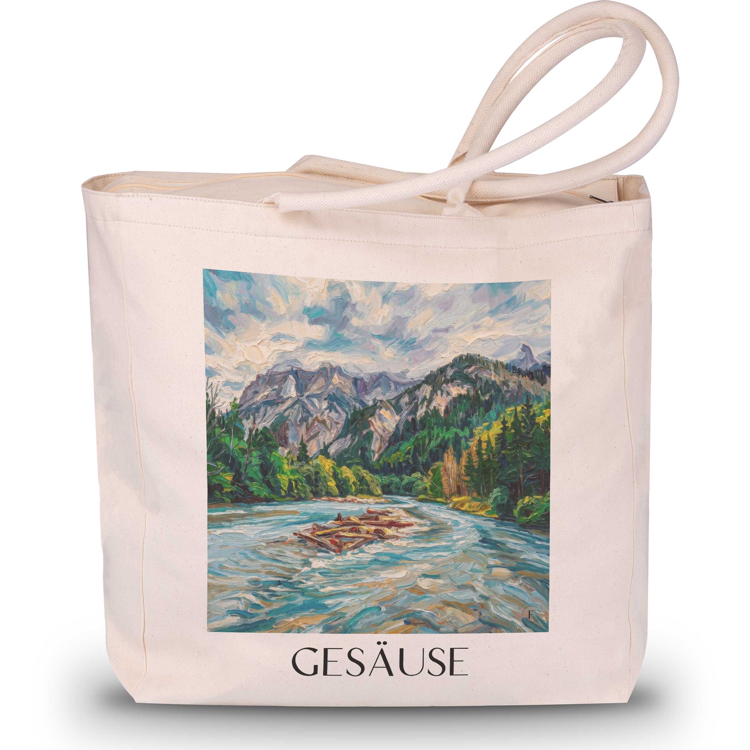 gesäuse-steiermark-österreich-einkaufstasche-oil-painting-oelgemaelde