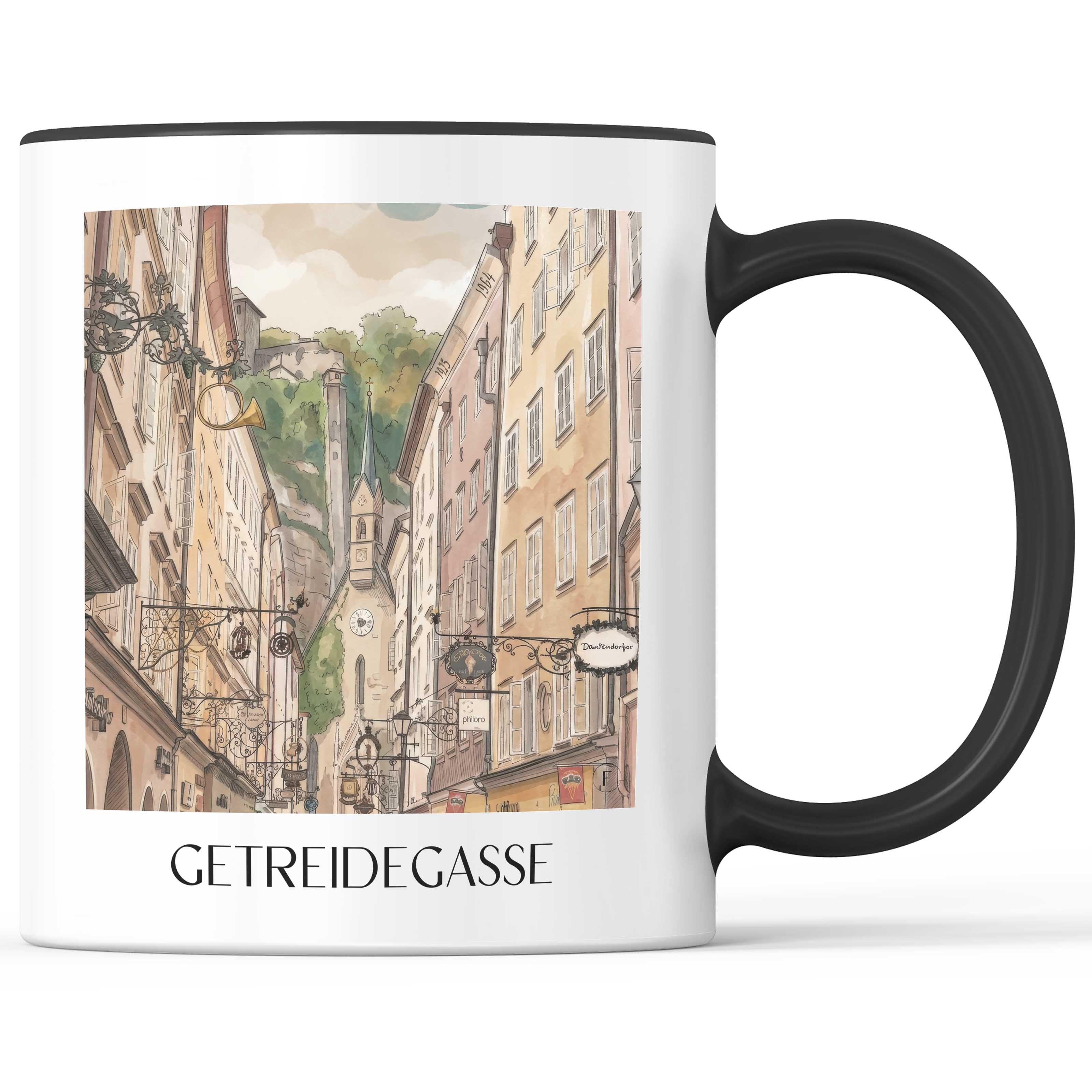 getreidegasse-salzburg-österreich-kaffeebecher-aquarell