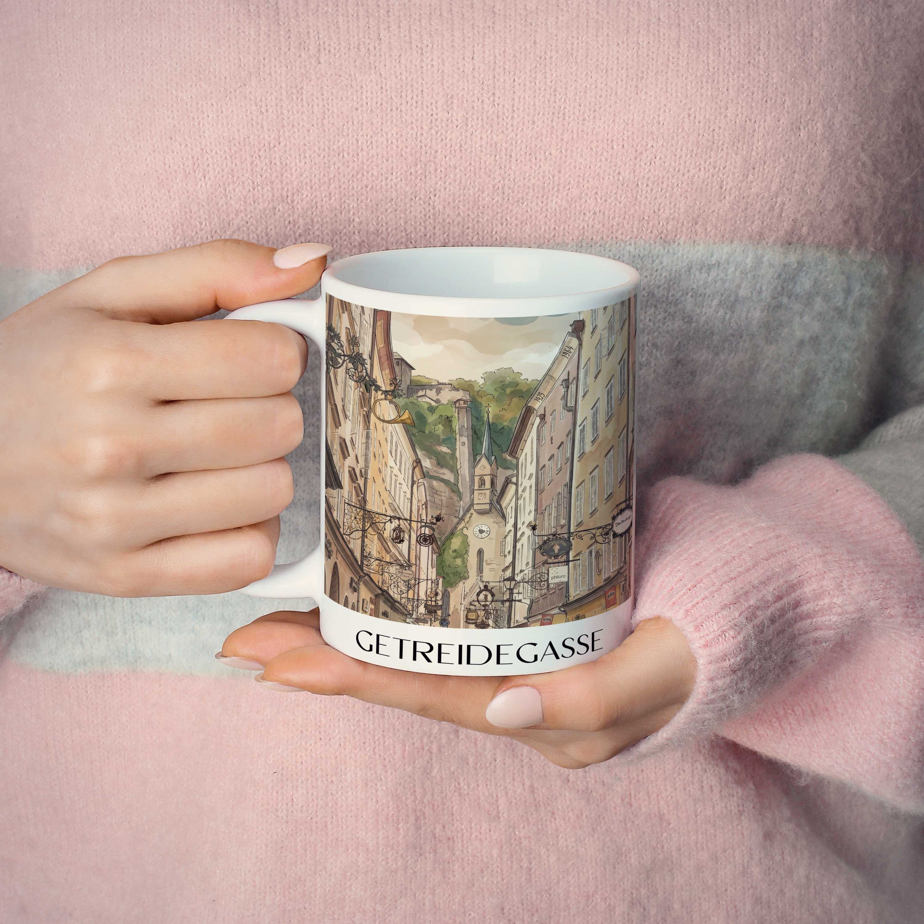 getreidegasse-salzburg-österreich-kaffeebecher-aquarell