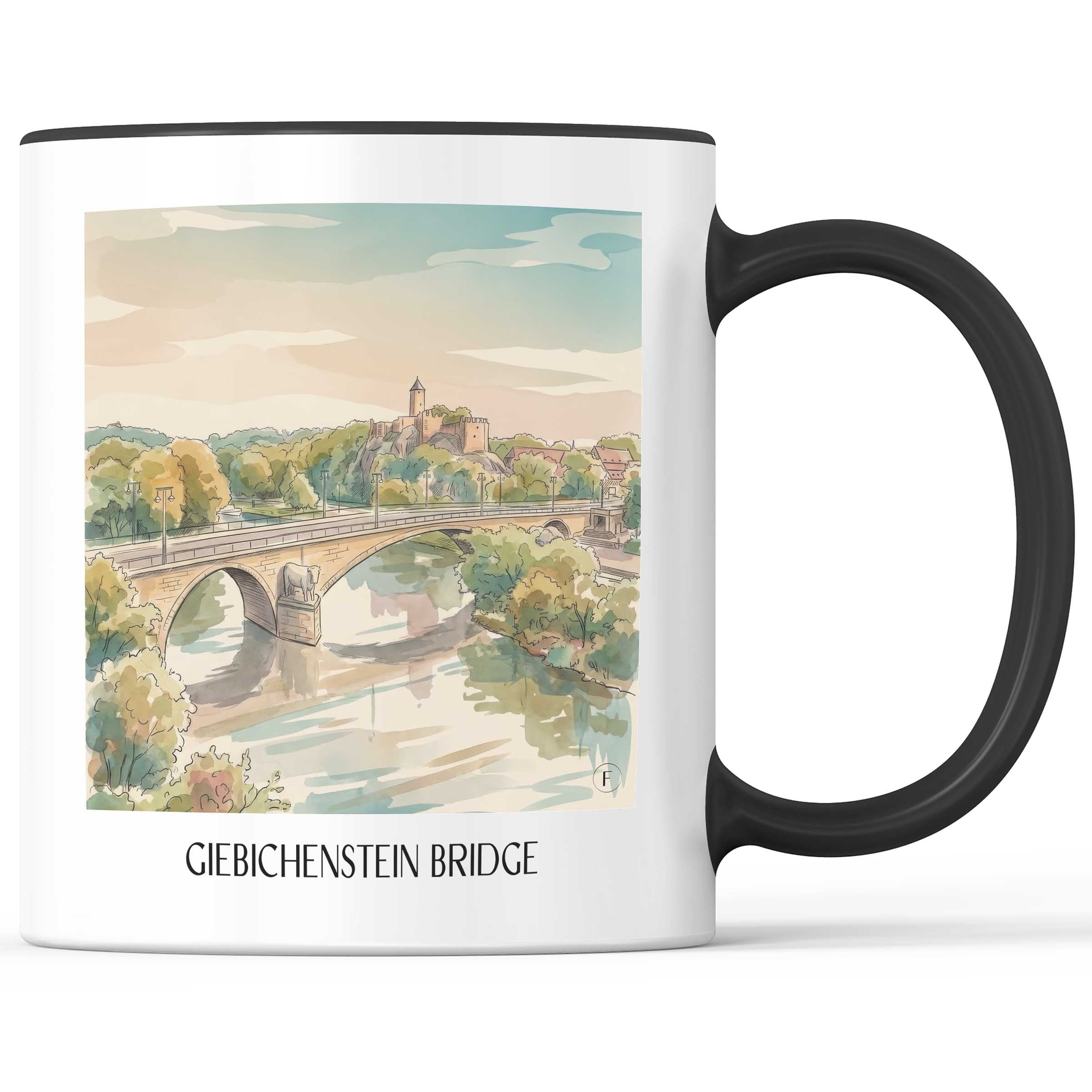 Giebichensteinbrücke Kaffeebecher - Halle - Deutschland Becher - Kaffeetasse im Aquarell Stil - favplace