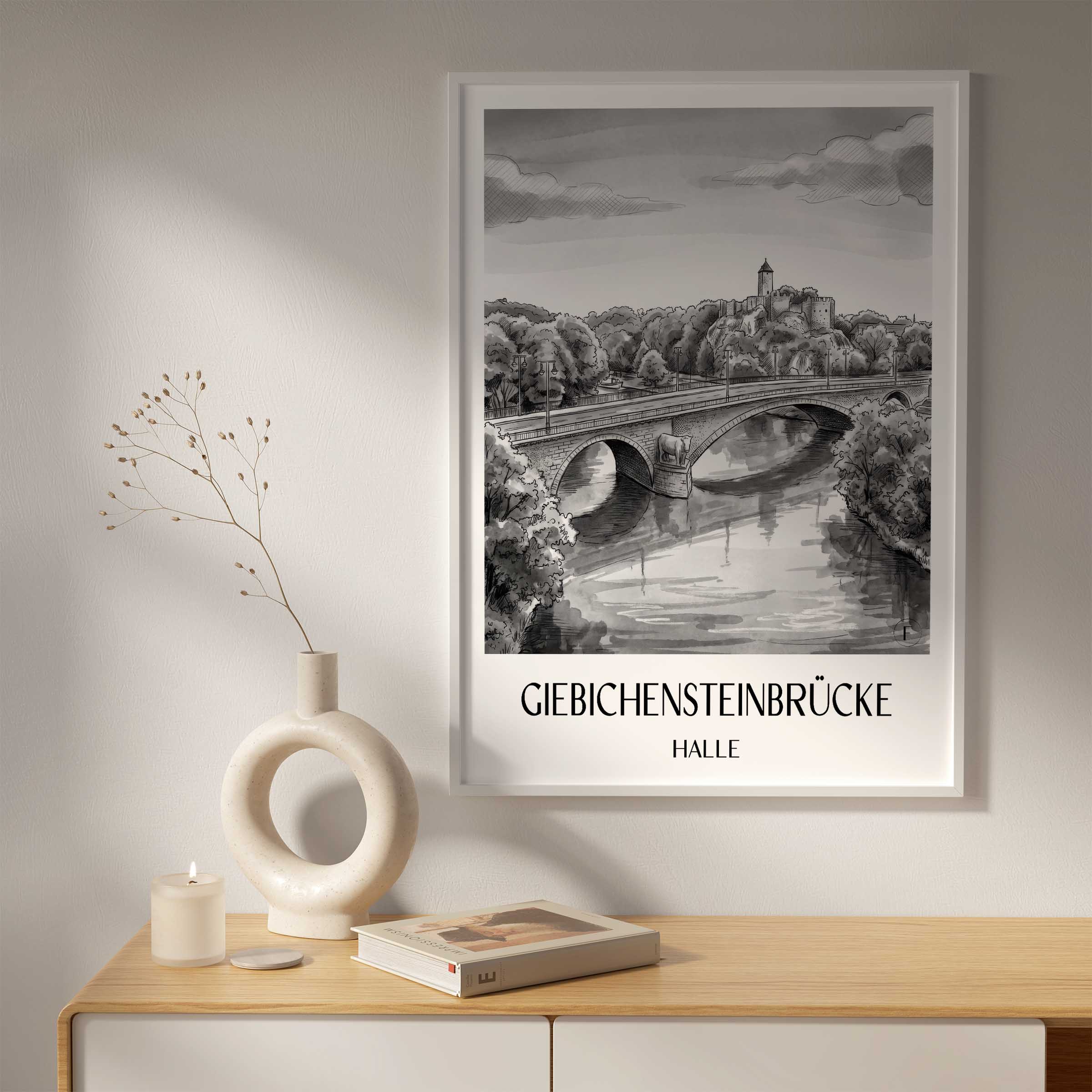 giebichensteinbrücke-halle-deutschland-poster-aquarell-schwarz-weiss