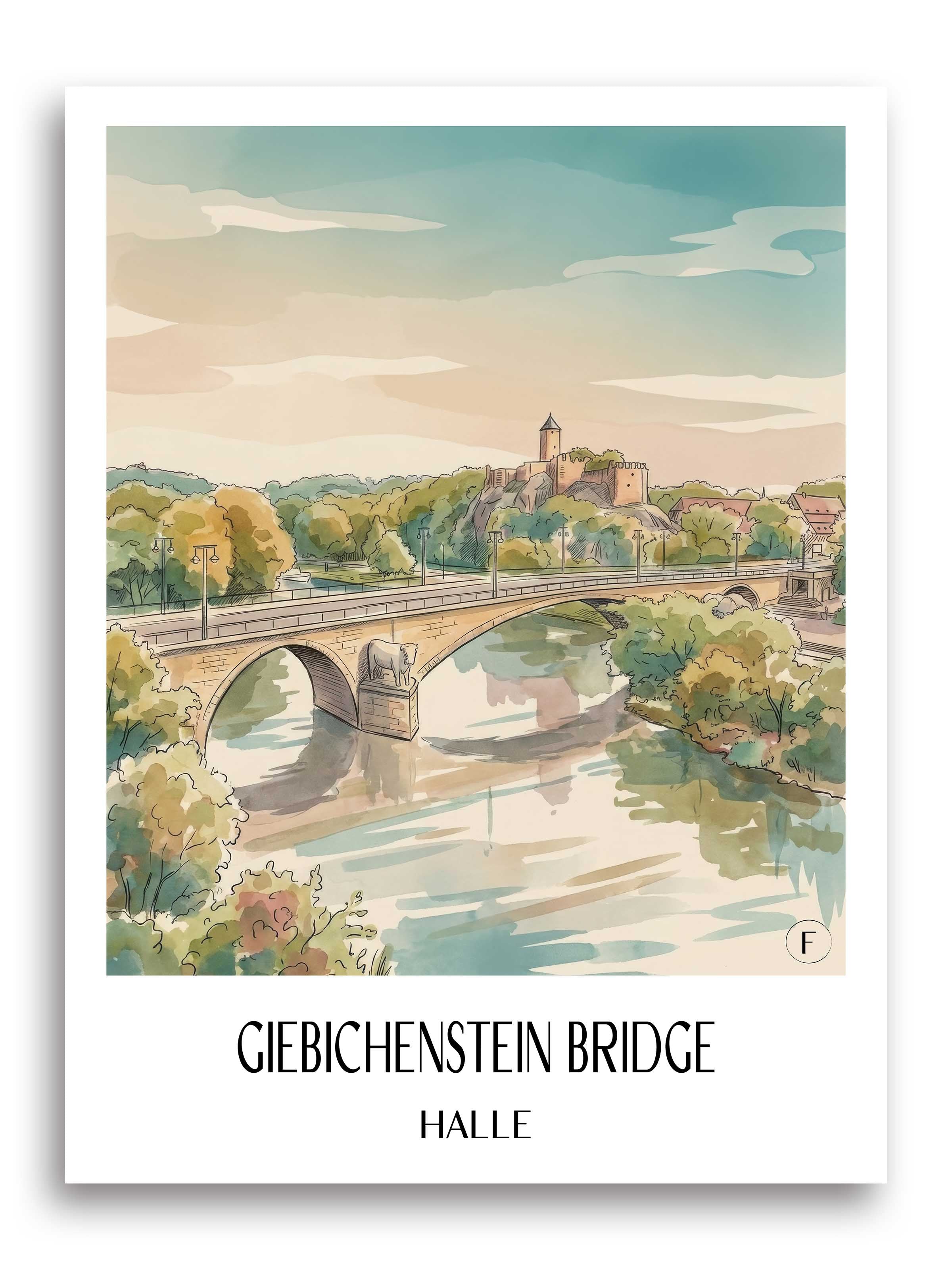 Giebichensteinbrücke Poster - Halle - Deutschland Kunstdruck - Aquarell von A4 bis A1 - favplace
