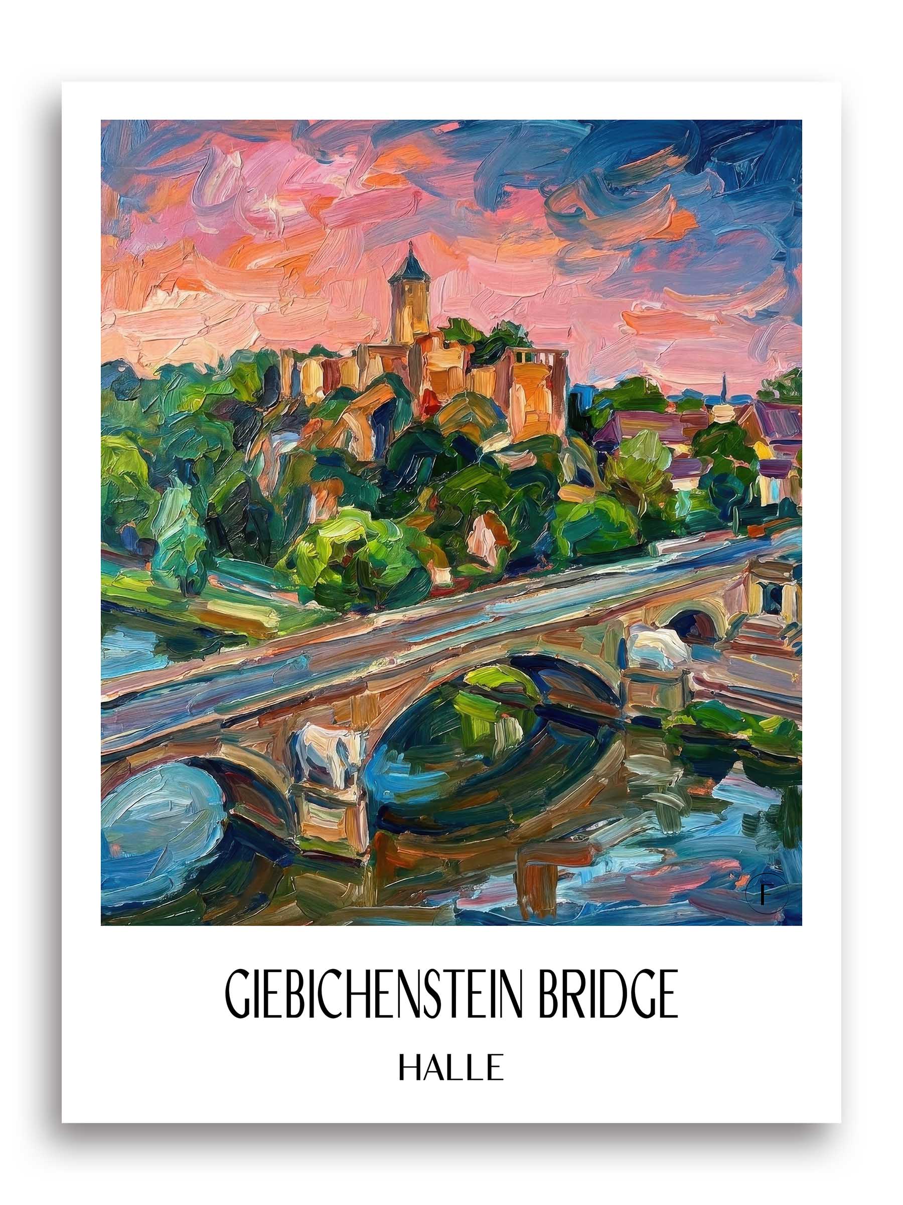 Giebichensteinbrücke Poster - Halle - Deutschland Kunstdruck - Ölgemälde von A4 bis A1 - favplace