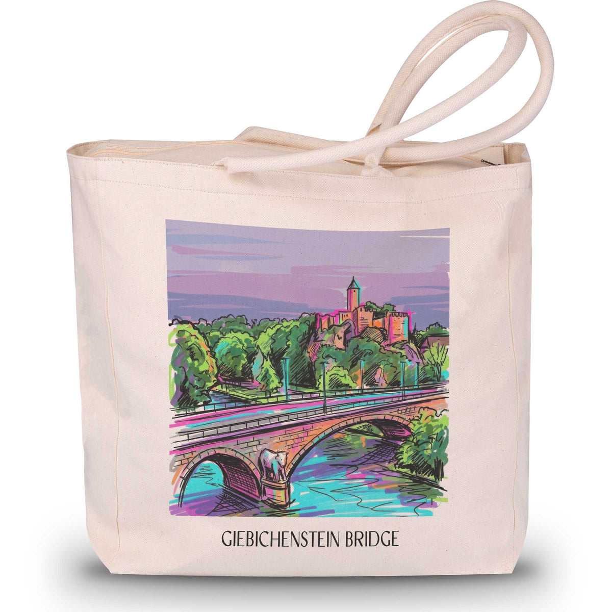 Giebichensteinbrücke Shopping Tasche - Halle - Deutschland Tote Bag - Einkaufstasche im Tag Graffiti Stil - favplace