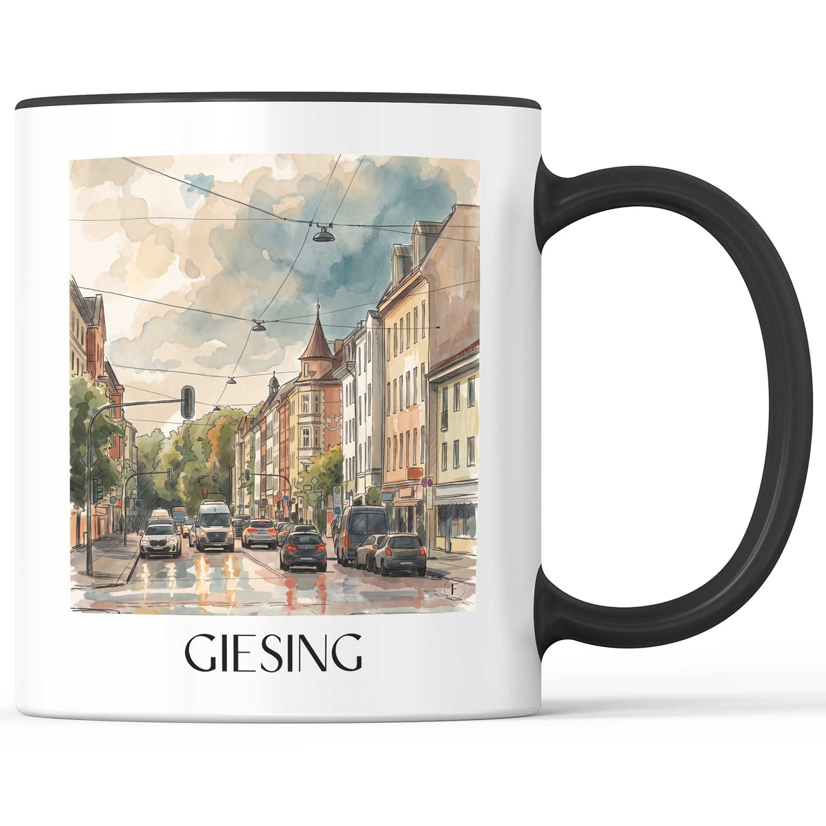 Giesing Kaffeebecher - München - Deutschland Becher - Kaffeetasse im Aquarell Stil
