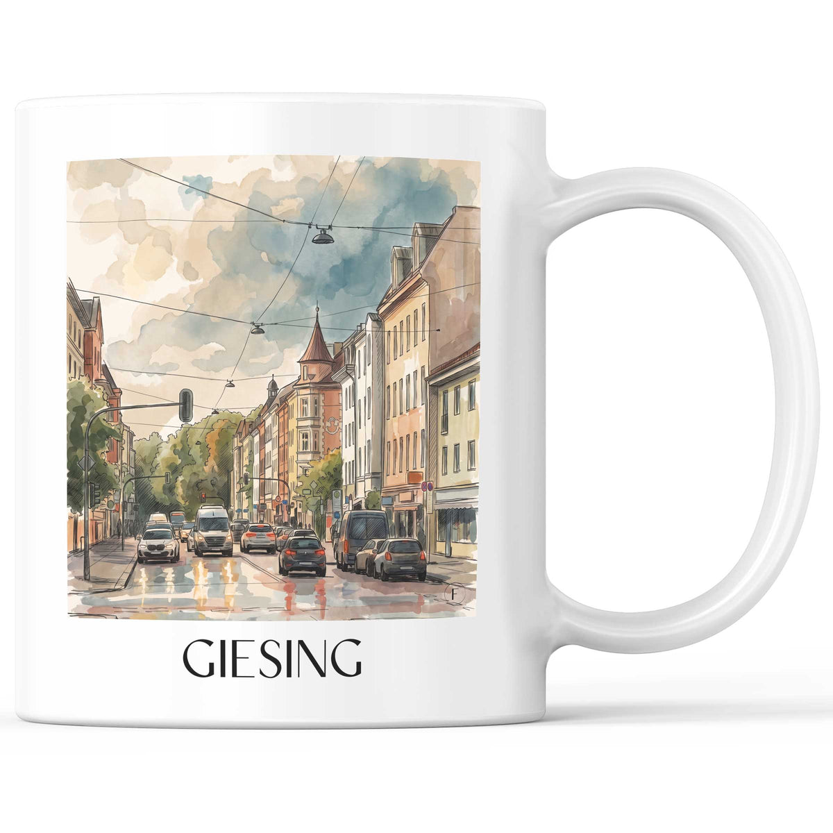 Giesing Kaffeebecher - München - Deutschland Becher - Kaffeetasse im Aquarell Stil