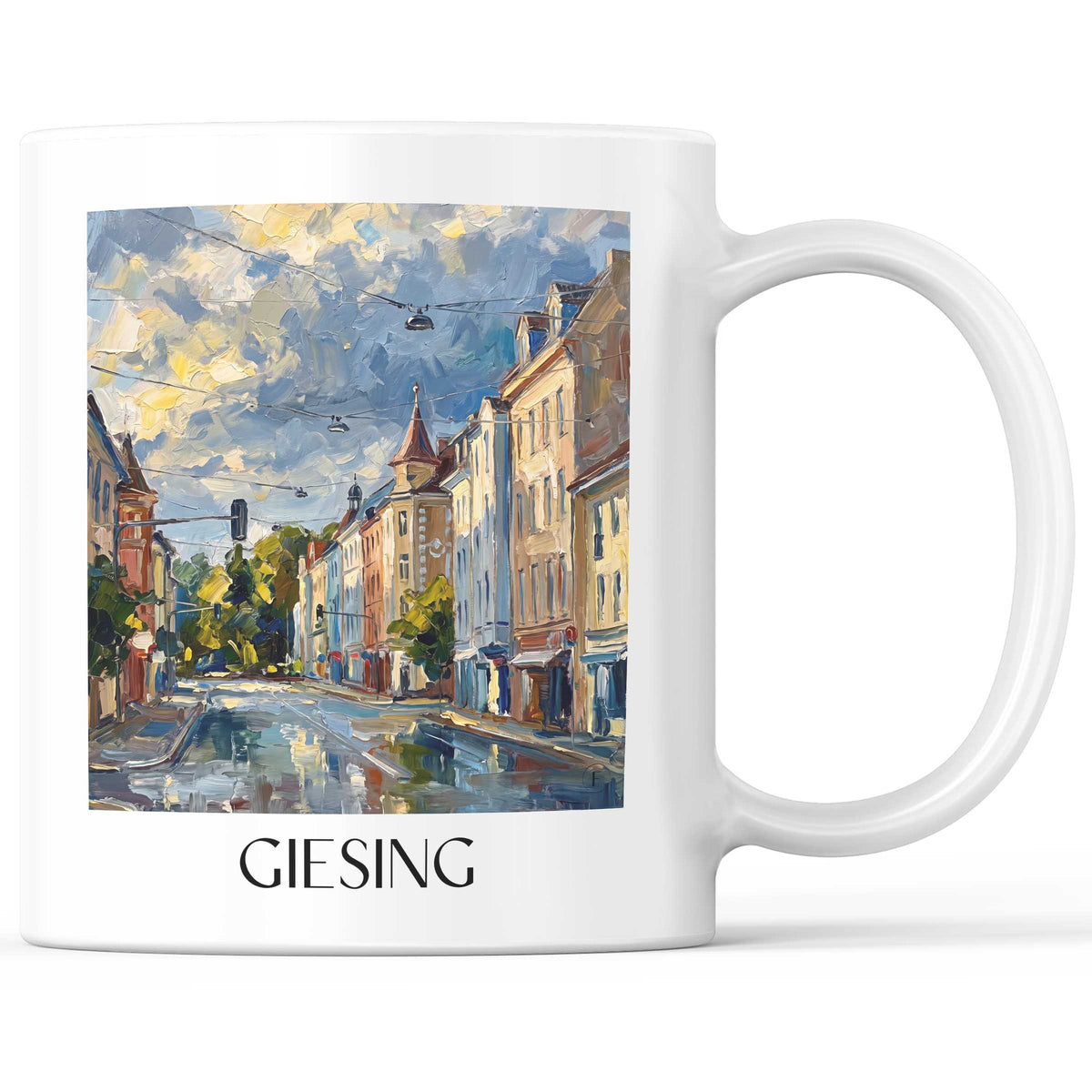 Giesing Kaffeebecher - München - Deutschland Becher - Kaffeetasse im Ölgemälde Stil - favplace