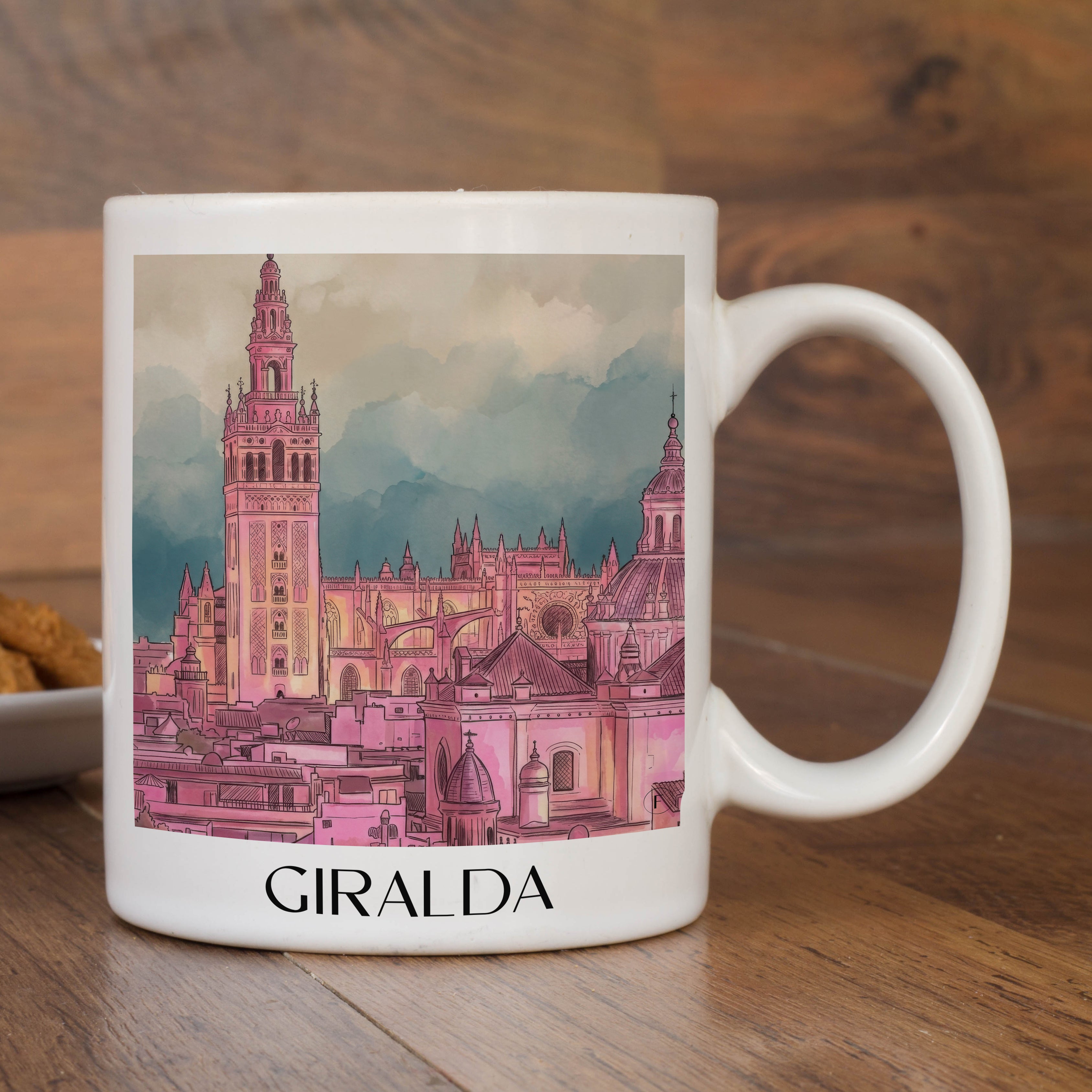 giralda-sevilla-spanien-kaffeebecher-aquarell-pink-rosa