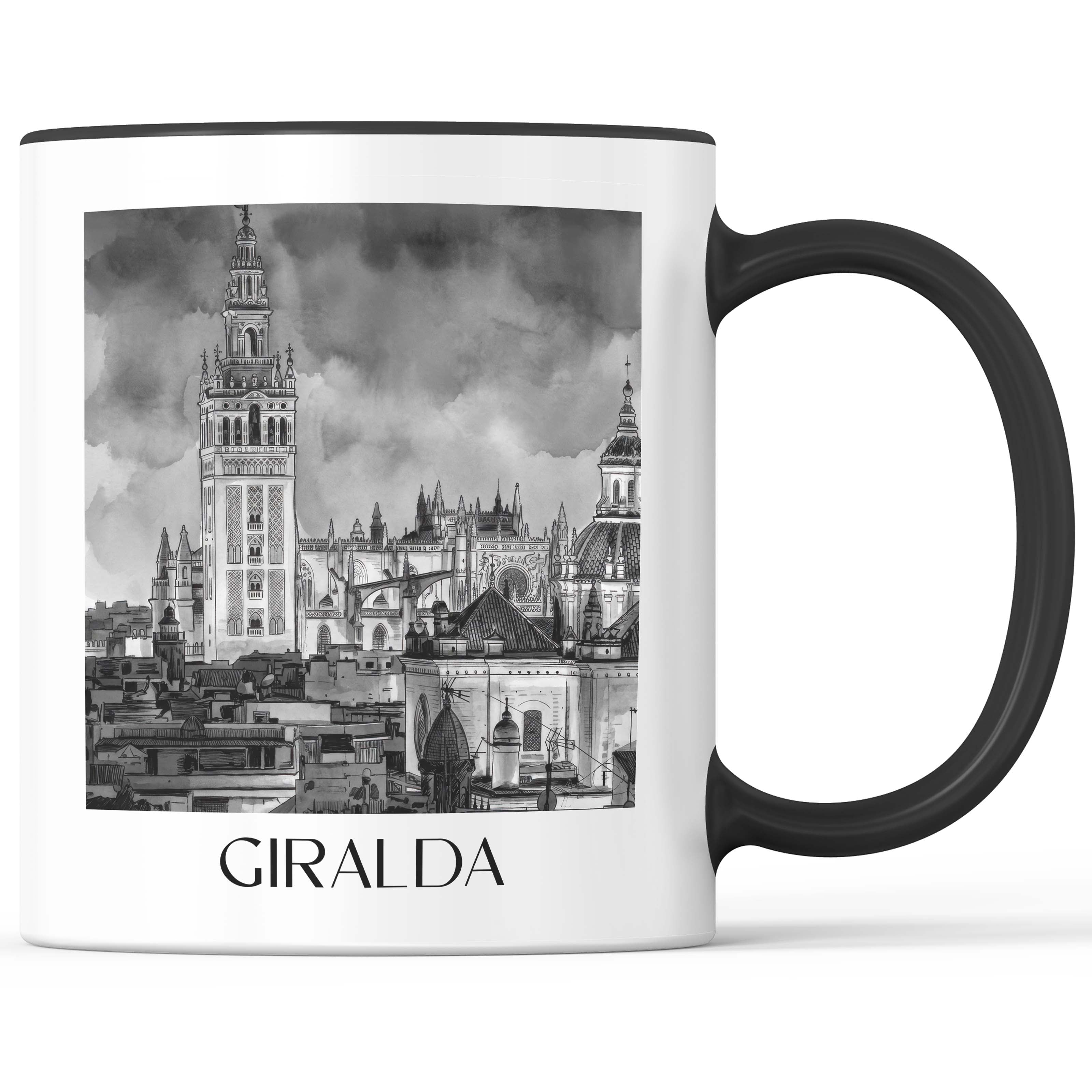 giralda-sevilla-spanien-kaffeebecher-aquarell-schwarz-weiss