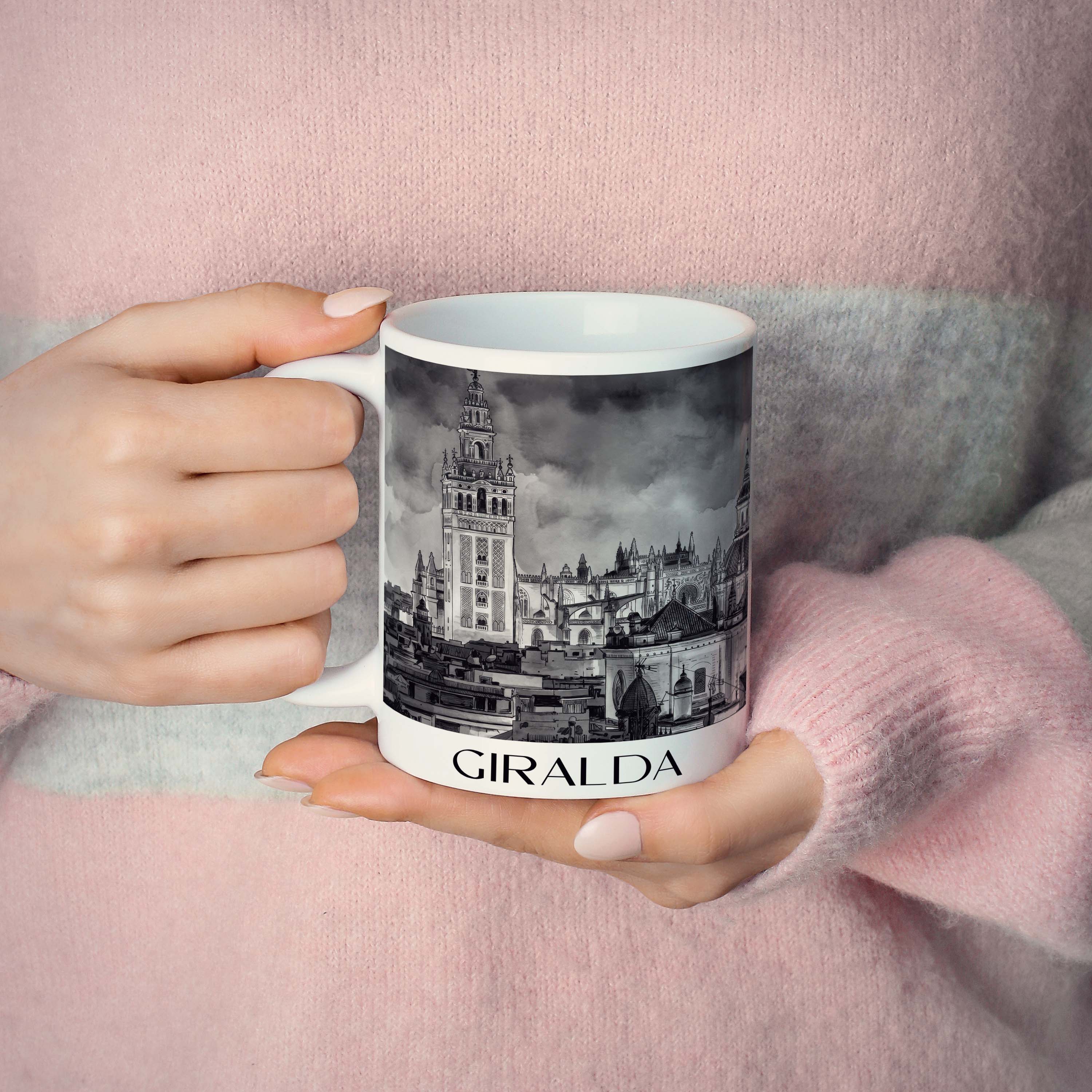 giralda-sevilla-spanien-kaffeebecher-aquarell-schwarz-weiss