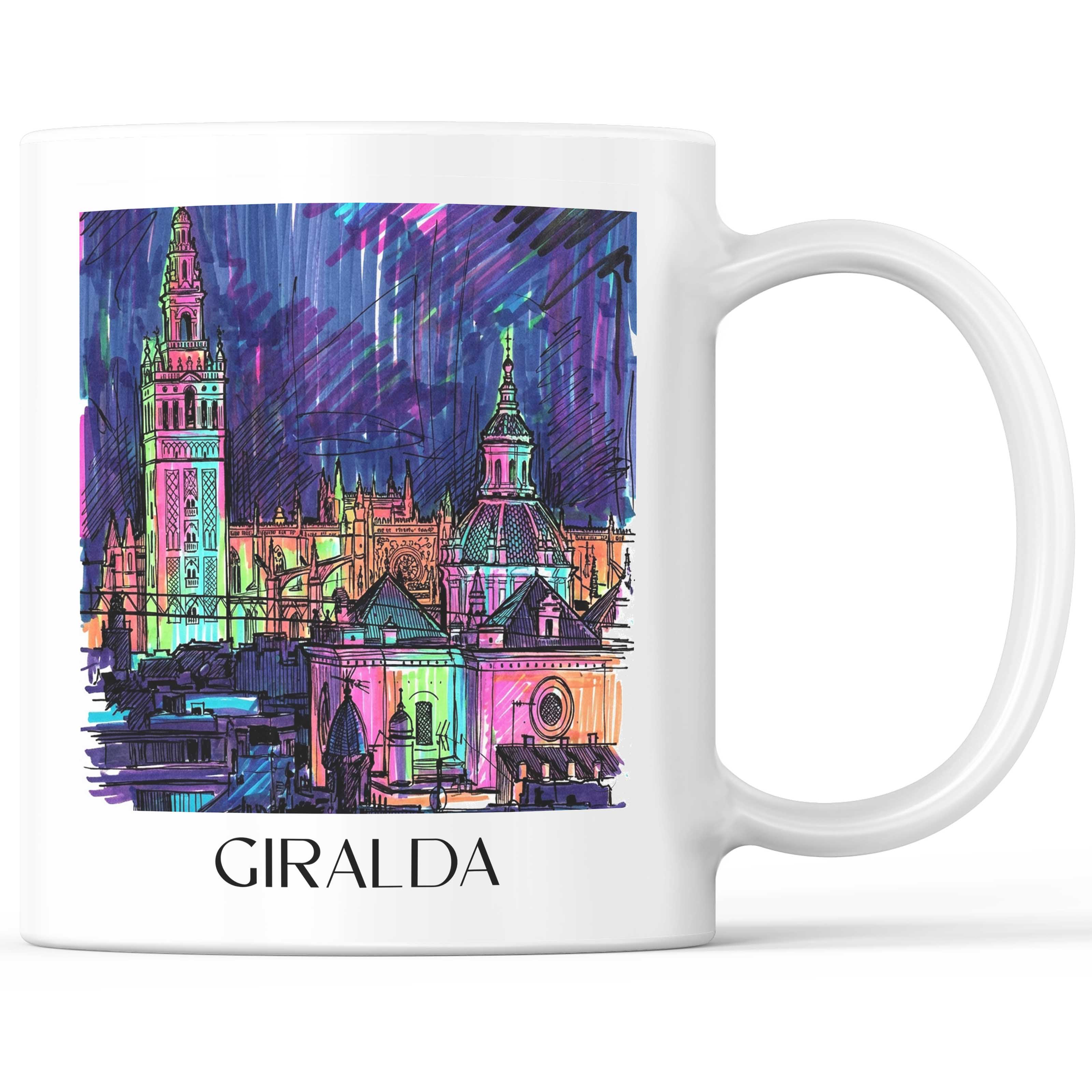 Giralda Kaffeebecher - Sevilla - Spanien Becher - Kaffeetasse im Tag Graffiti Stil - favplace