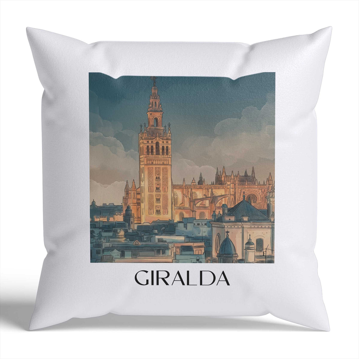 giralda-sevilla-spanien-kissenbezug-aquarell