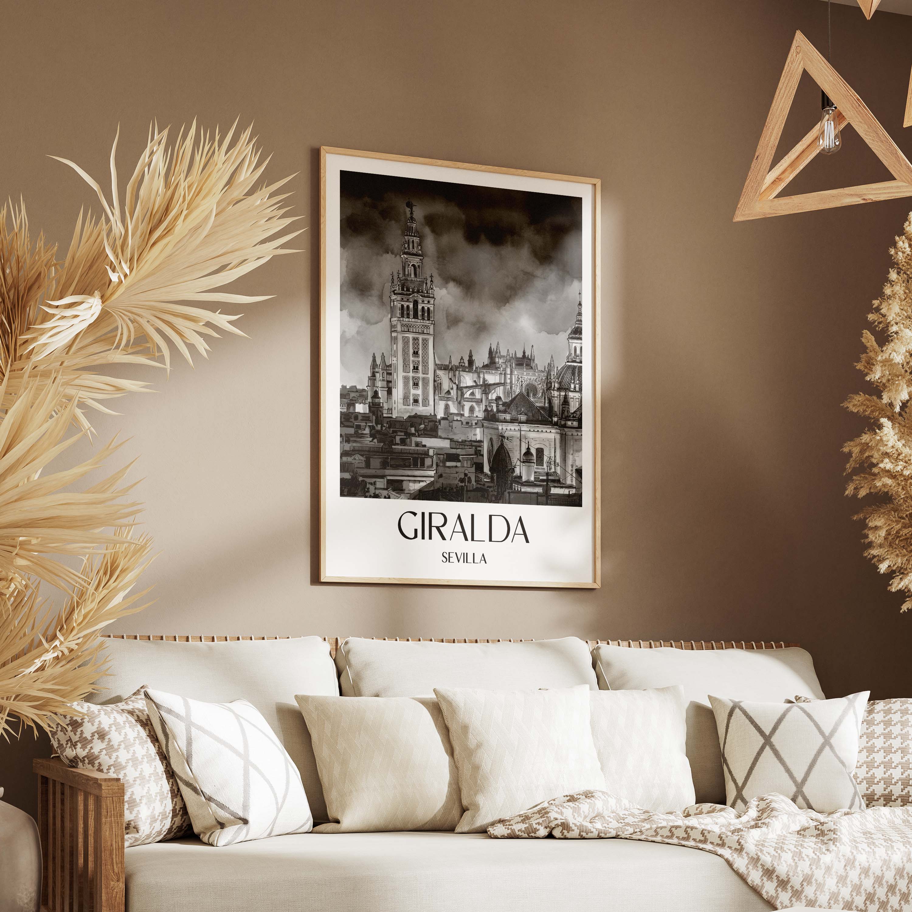 giralda-sevilla-spanien-poster-aquarell-schwarz-weiss