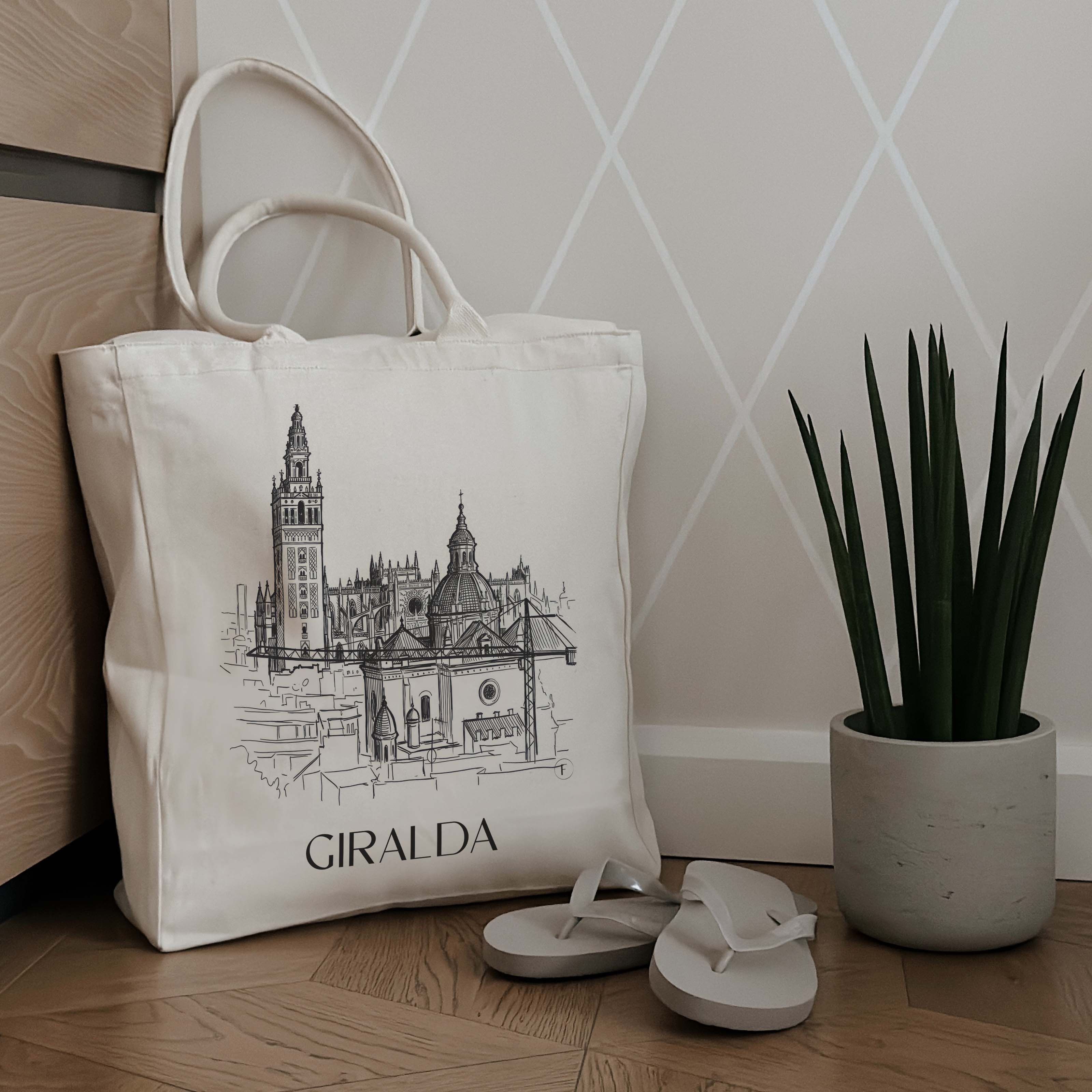 giralda-sevilla-spanien-einkaufstasche-skizze