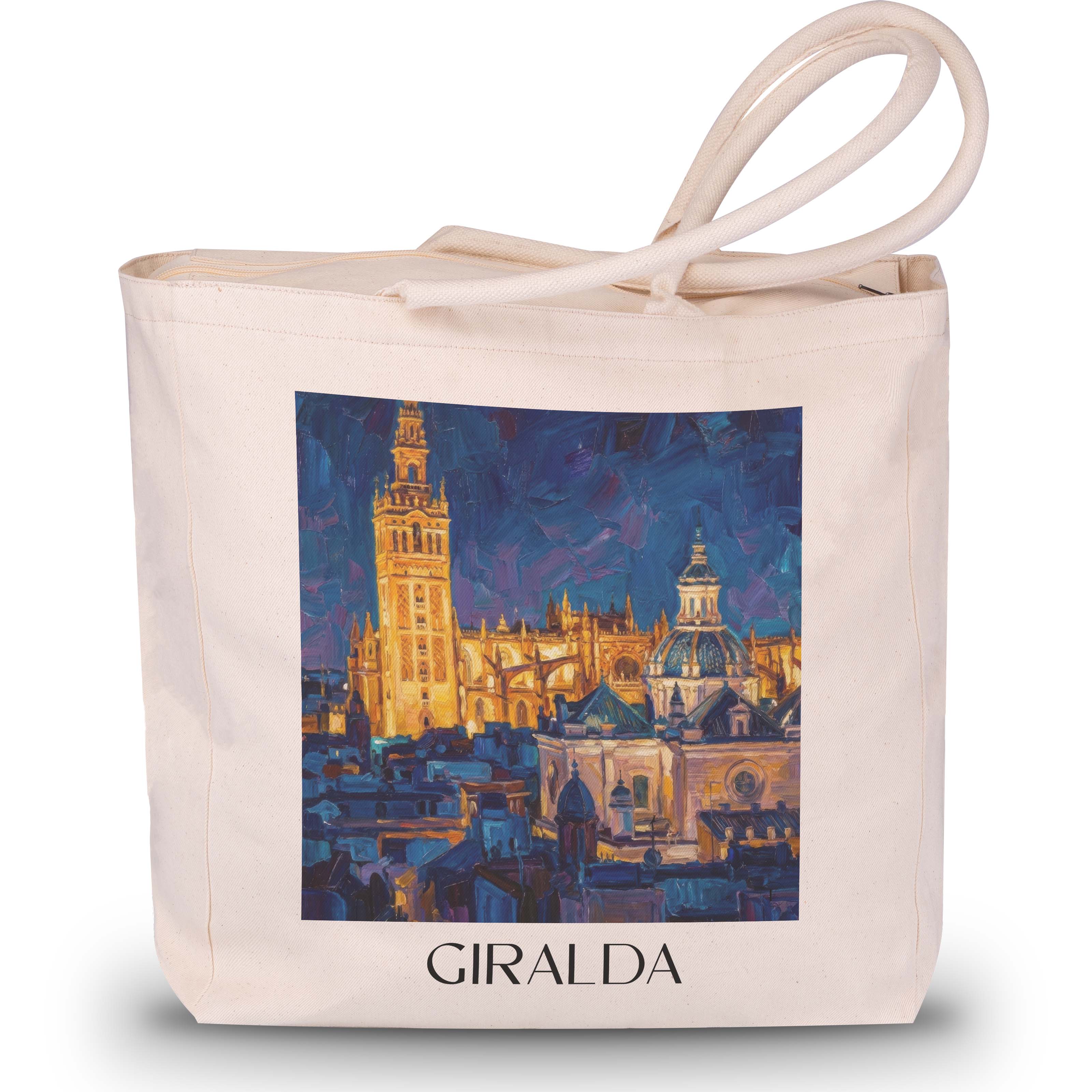 Giralda Shopping Tasche - Sevilla - Spanien Tote Bag - Einkaufstasche im Ölgemälde Stil - favplace