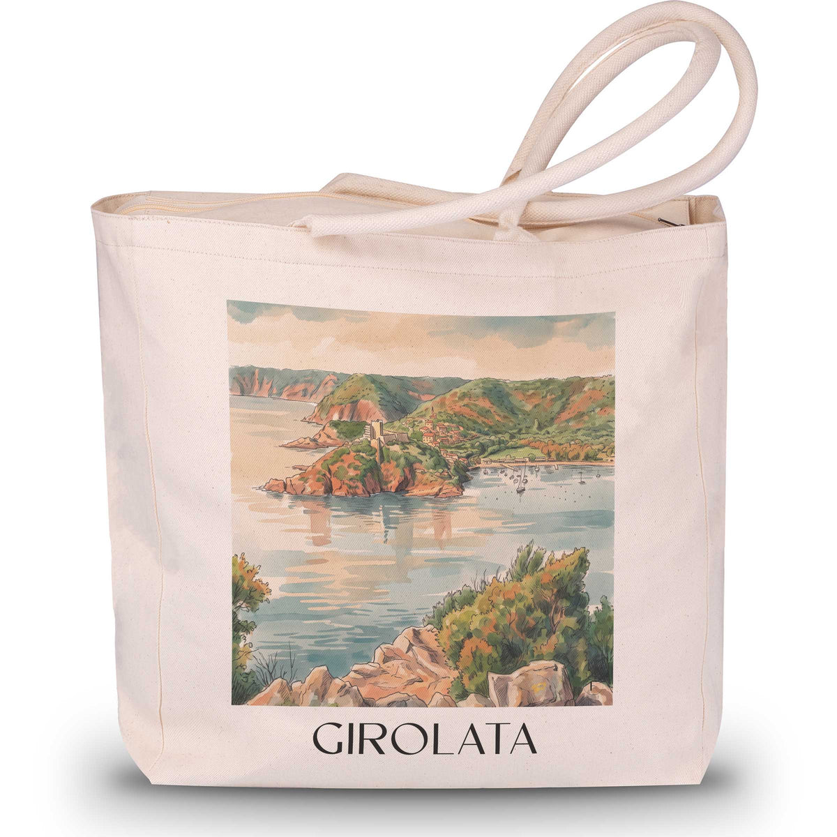 Girolata Shopping Tasche - Golfe de Porto - Frankreich Tote Bag - Einkaufstasche im Aquarell Stil - favplace