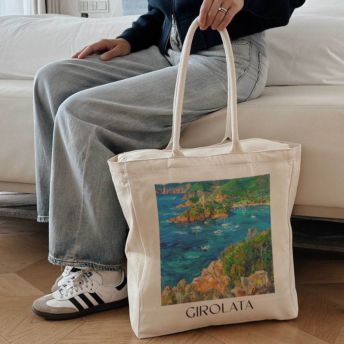 girolata-golfe-de-porto-frankreich-einkaufstasche-oil-painting-oelgemaelde