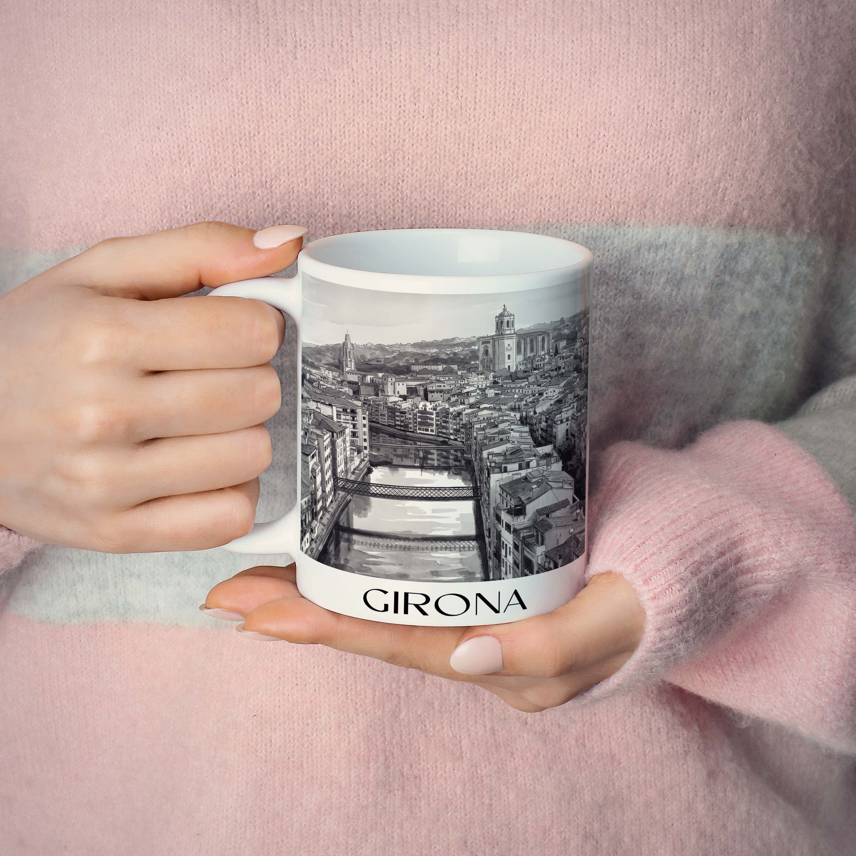 girona-spanien-spanien-und-spanien-kaffeebecher-aquarell-schwarz-weiss