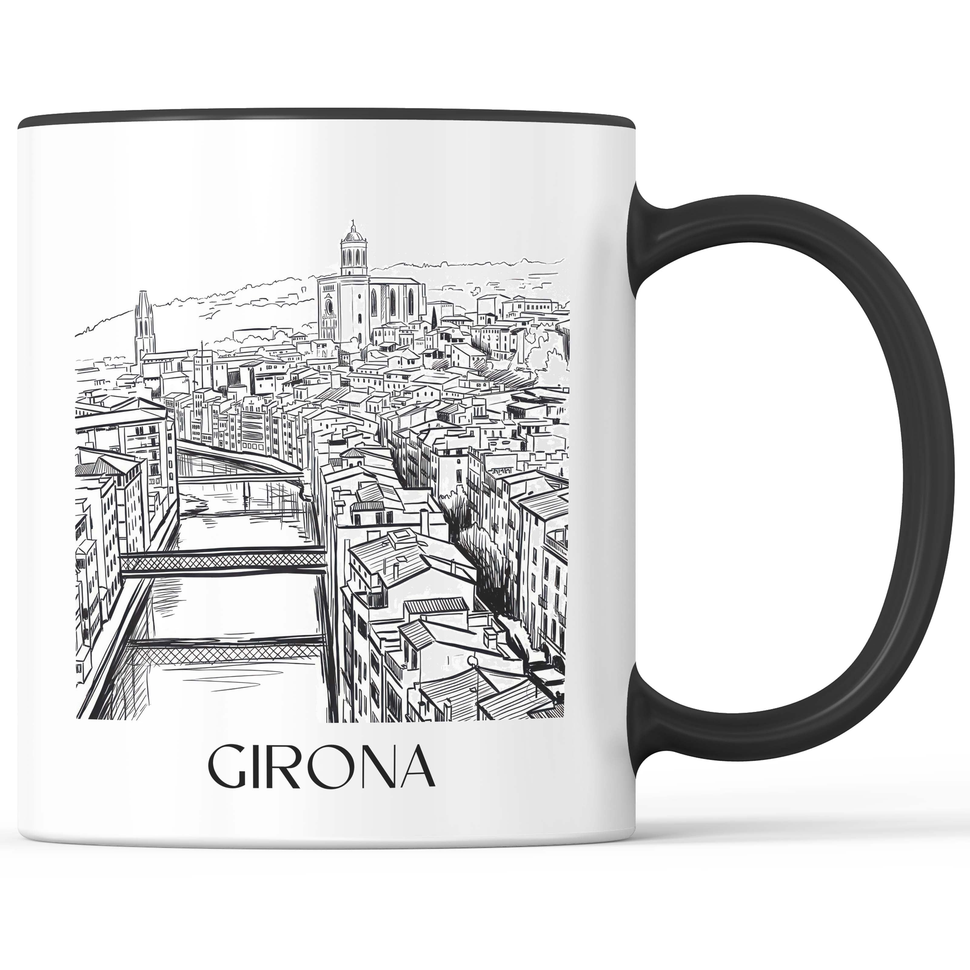 Girona Kaffeebecher - Spanien - Spanien und Spanien Becher - Kaffeetasse im Skizze Stil - favplace