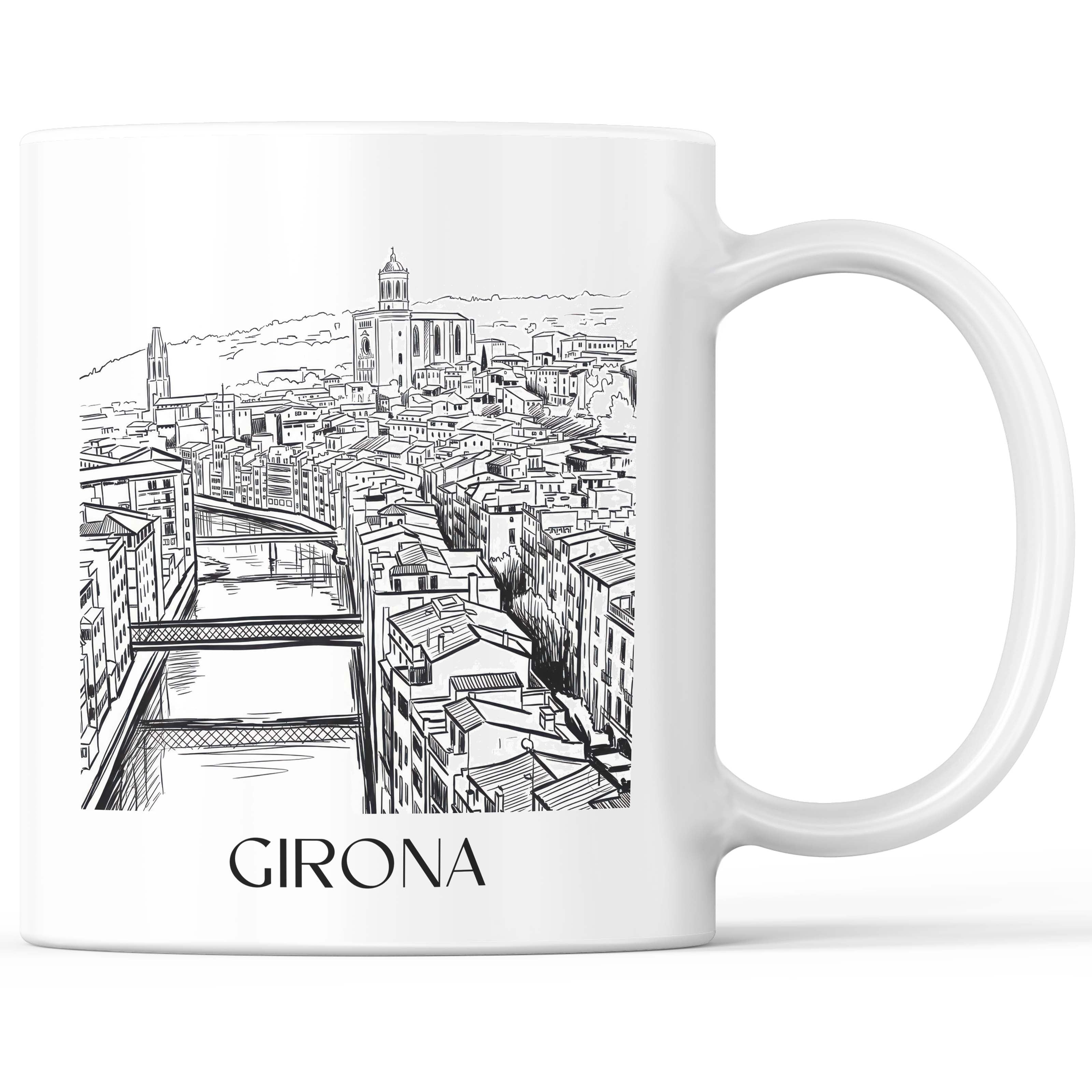 Girona Kaffeebecher - Spanien - Spanien und Spanien Becher - Kaffeetasse im Skizze Stil - favplace