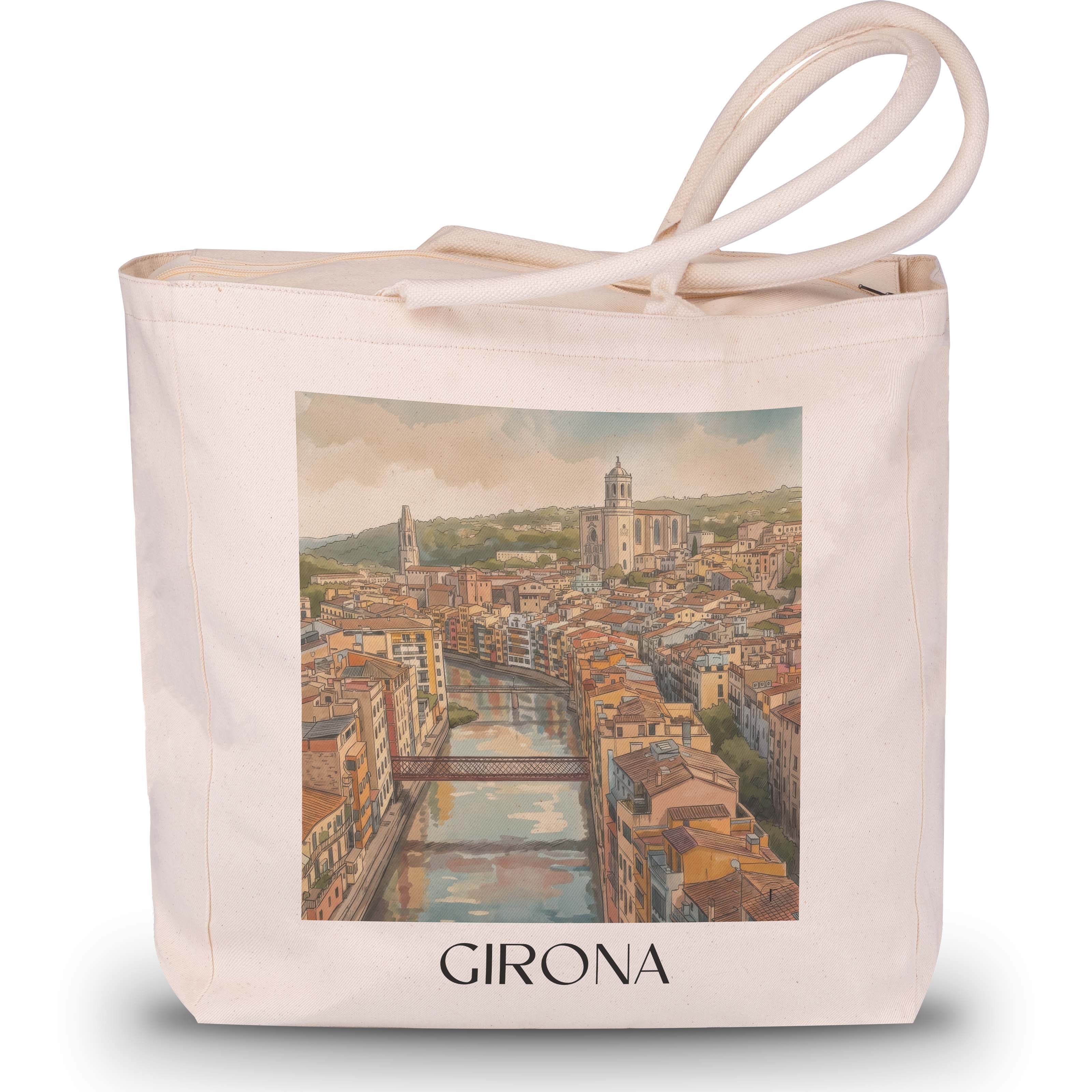 girona-spanien-spanien-einkaufstasche-aquarell