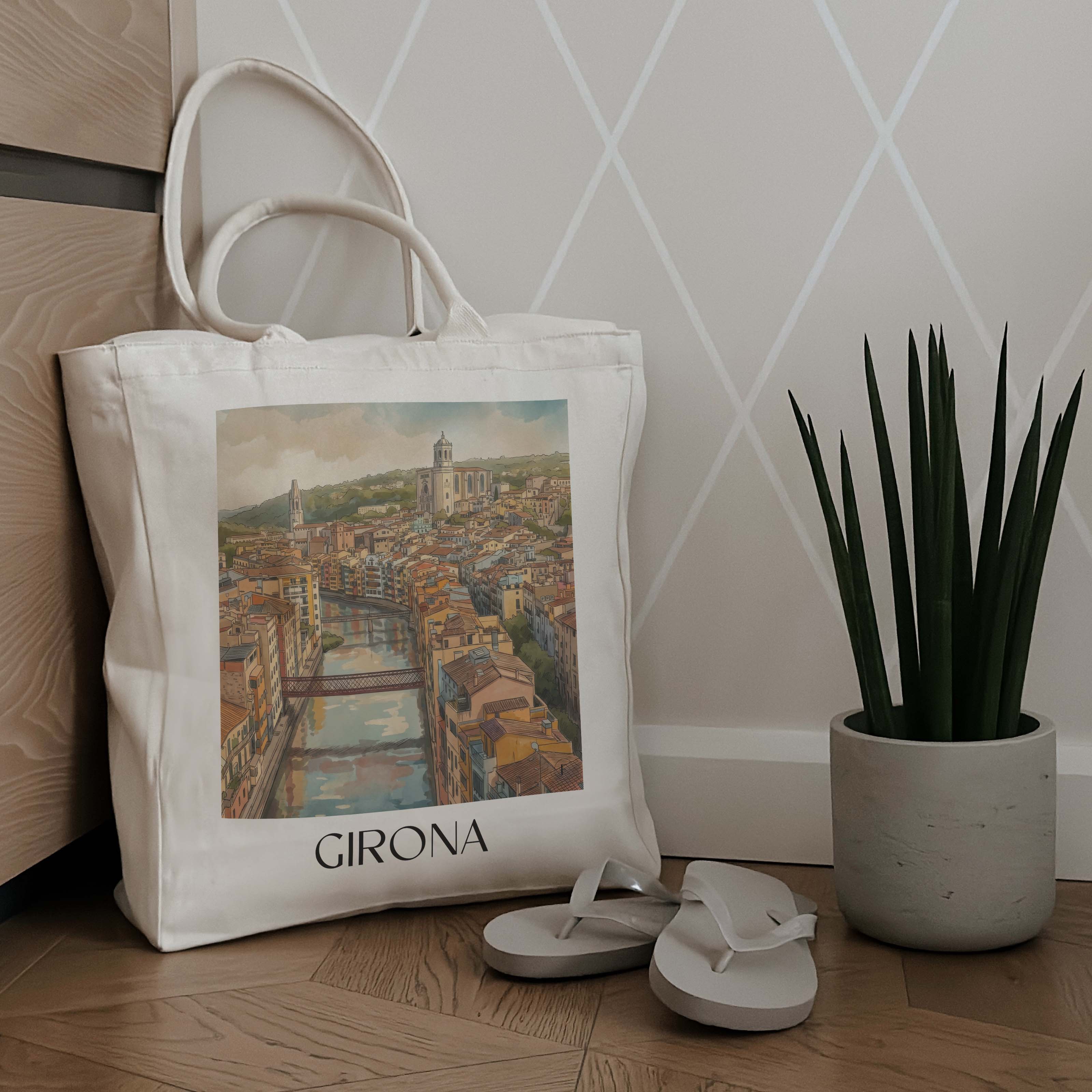girona-spanien-spanien-einkaufstasche-aquarell