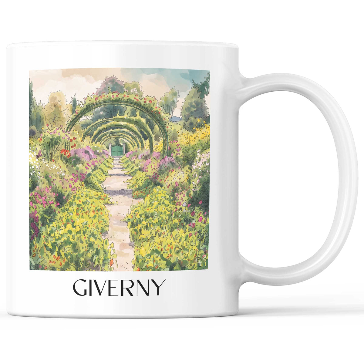 Giverny Kaffeebecher - Vallée de la Seine - Frankreich Becher - Kaffeetasse im Aquarell Stil - favplace