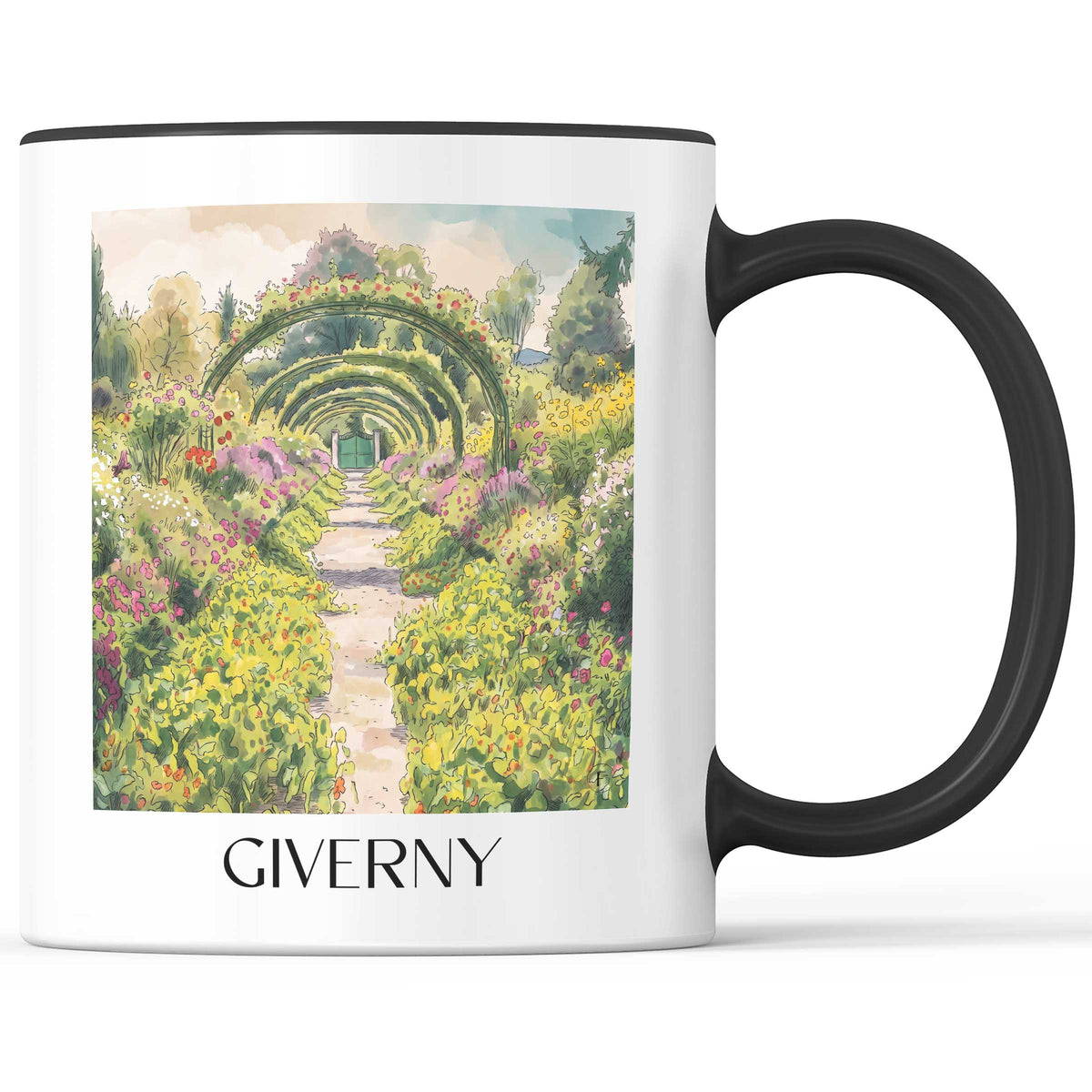 Giverny Kaffeebecher - Vallée de la Seine - Frankreich Becher - Kaffeetasse im Aquarell Stil - favplace
