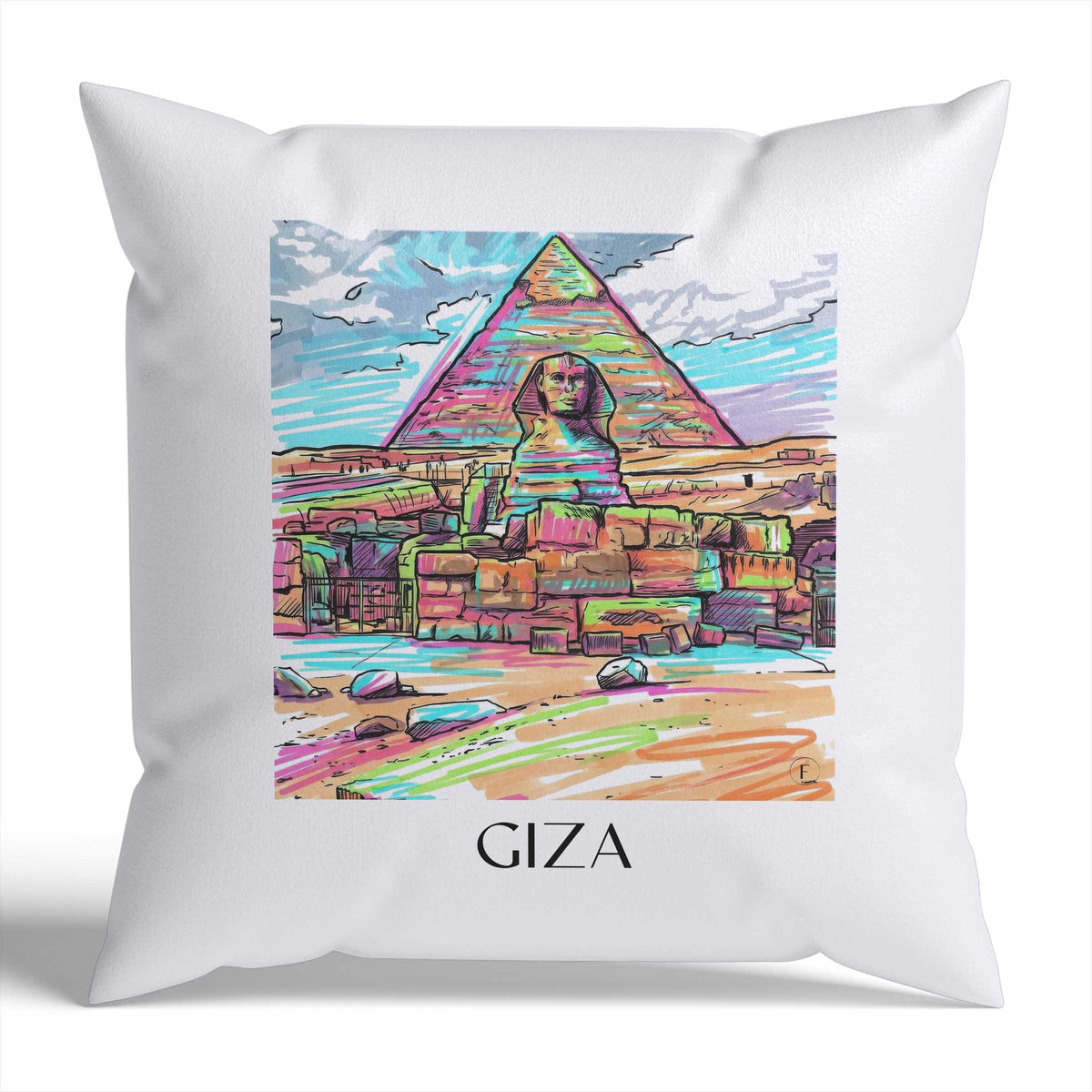 Gizeh Kissenhülle - Zierkissen Bezug - Ägypten - Ägypten Kissen bzw. Kissenbezug im Tag Graffiti Stil - favplace