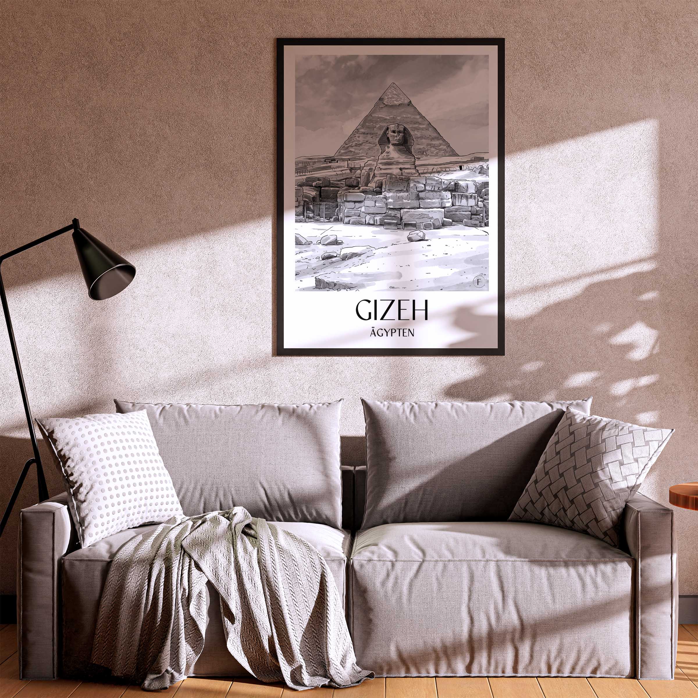 gizeh-ägypten-poster-aquarell-schwarz-weiss