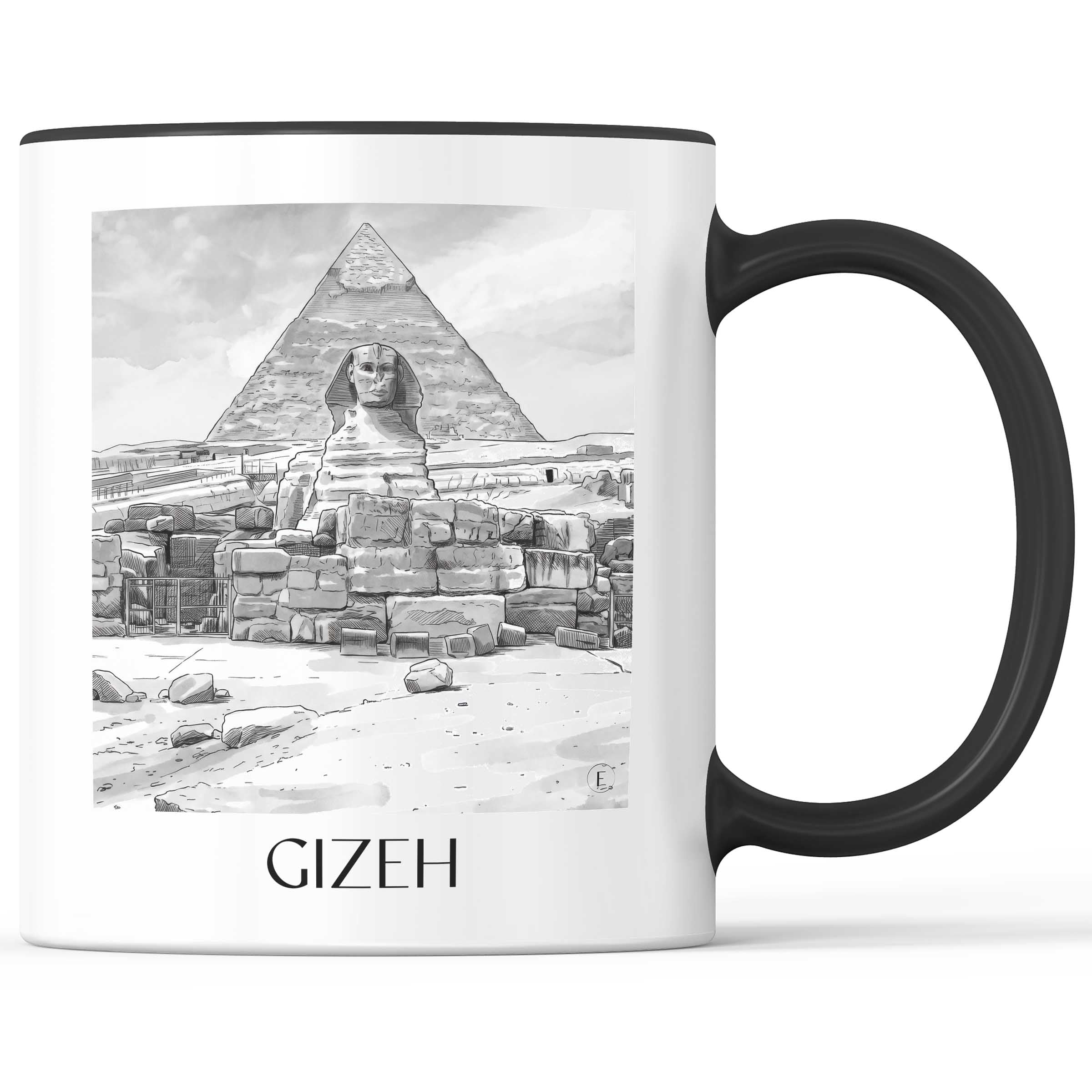 gizeh-ägypten-kaffeebecher-aquarell-schwarz-weiss