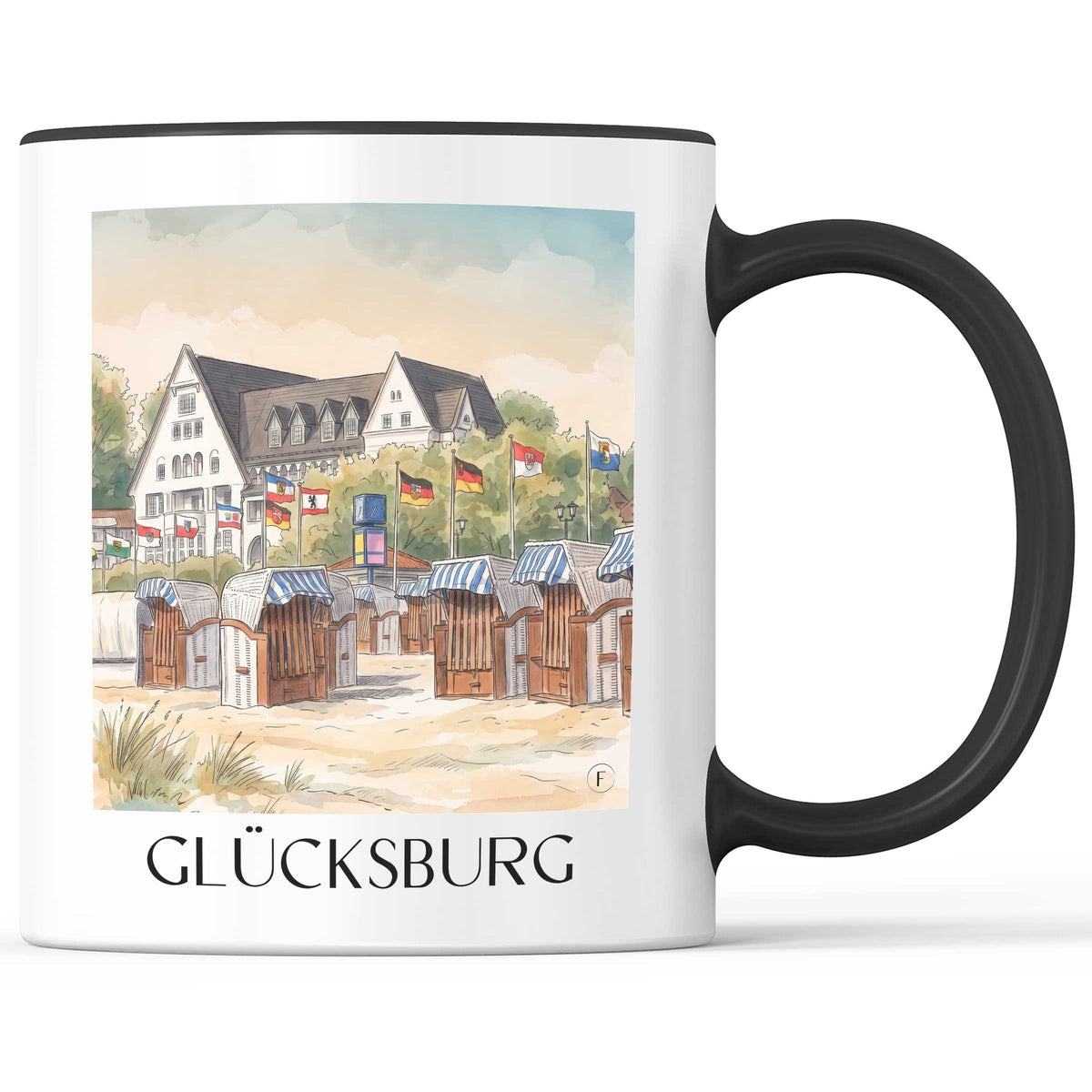 glücksburg-flensburger-förde-deutschland-kaffeebecher-aquarell
