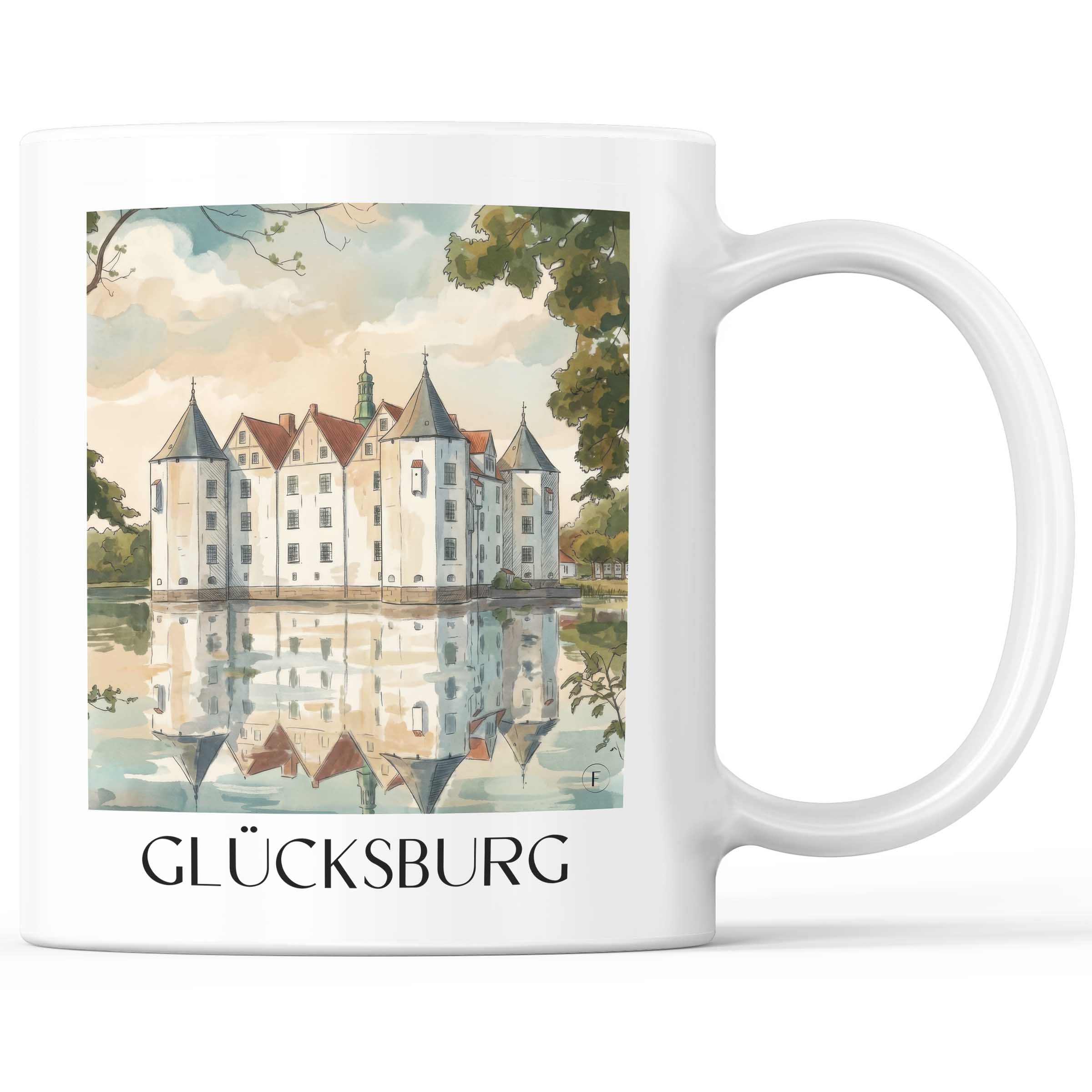 glücksburg-schleswig-deutschland-kaffeebecher-aquarell
