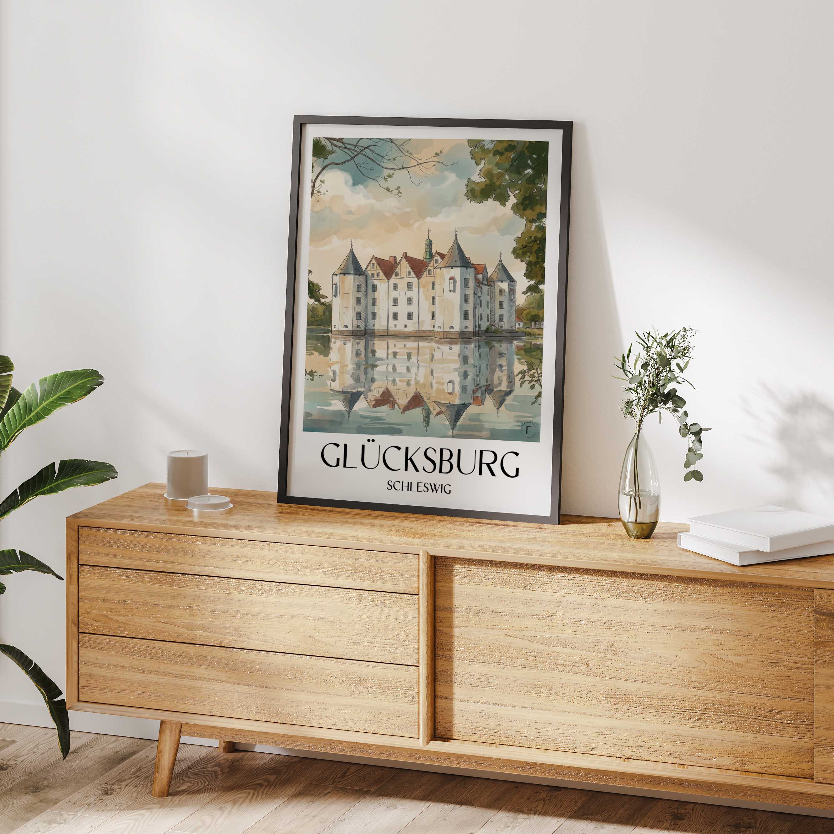 glücksburg-schleswig-deutschland-poster-aquarell