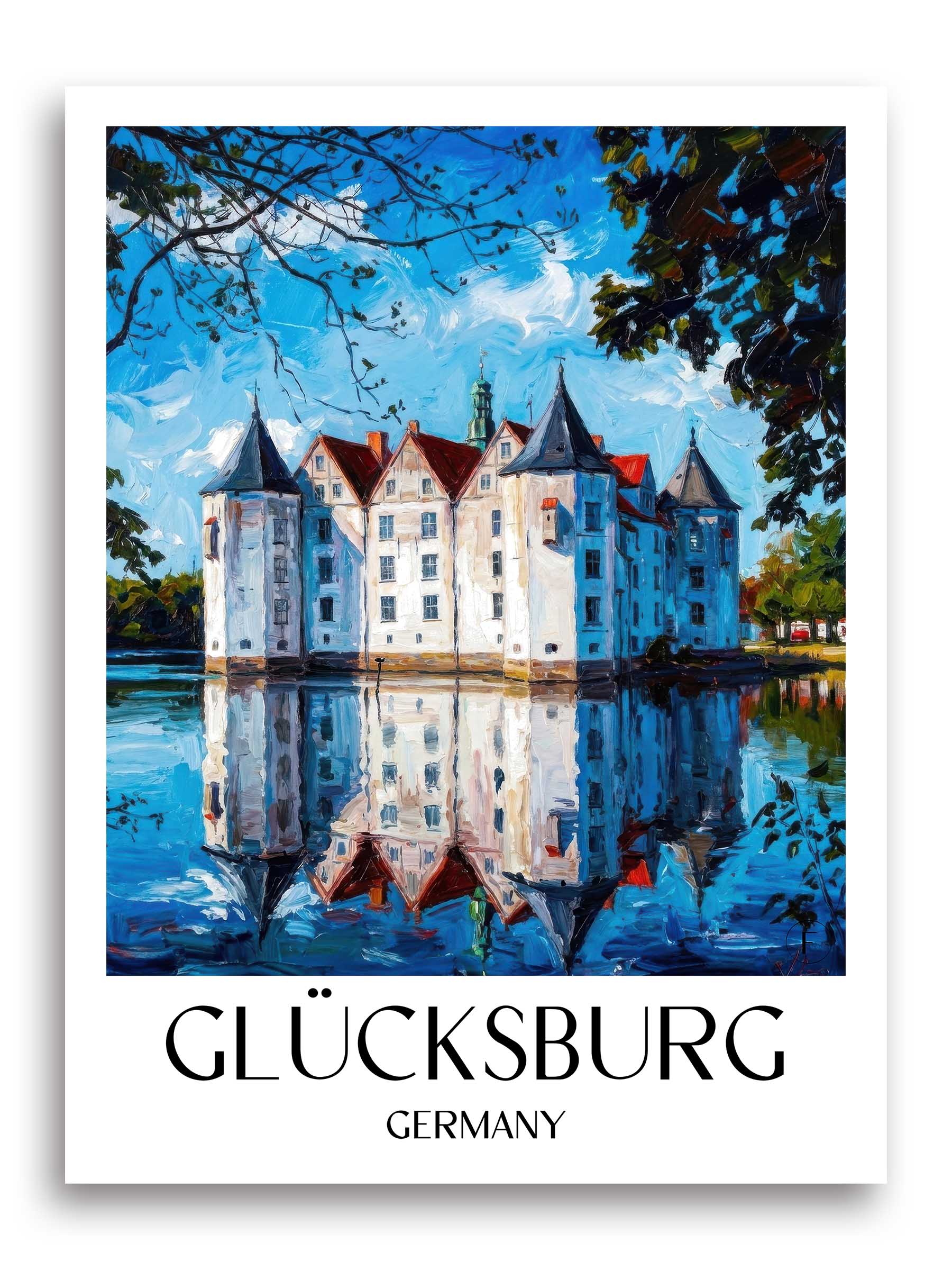Glücksburg Poster - Schleswig - Deutschland Kunstdruck - Ölgemälde von A4 bis A1 - favplace