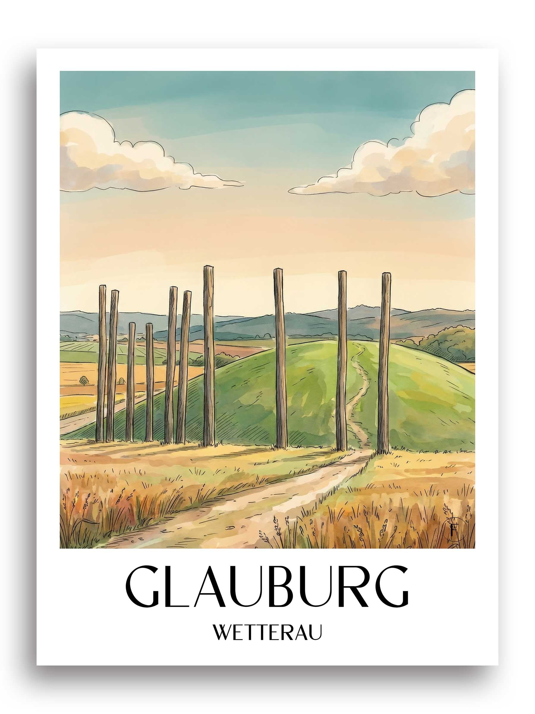 glauburg-wetterau-deutschland-poster-aquarell