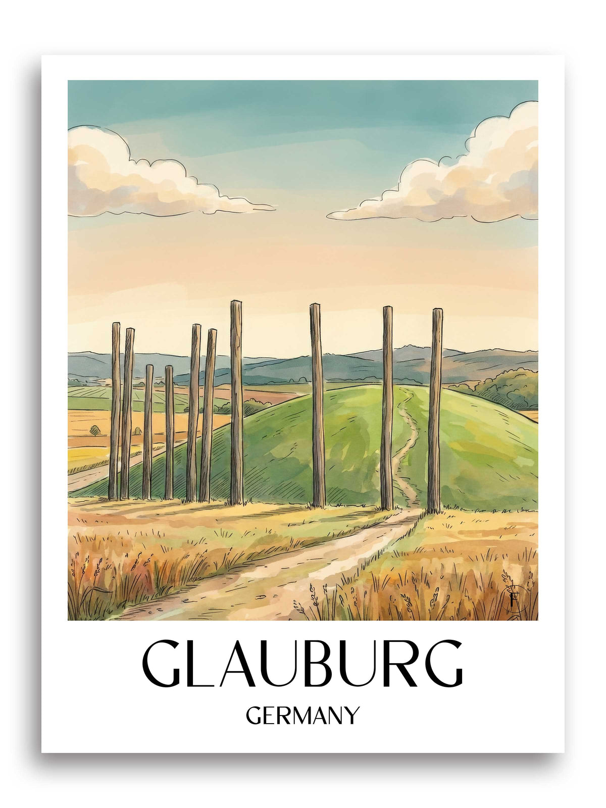 Glauburg Poster - Wetterau - Deutschland Kunstdruck - Aquarell von A4 bis A1 - favplace