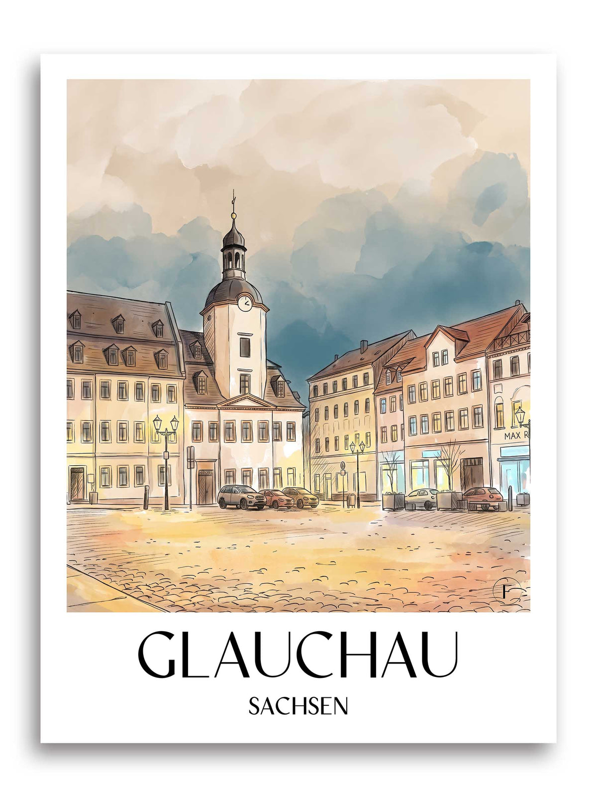 glauchau-sachsen-deutschland-poster-aquarell