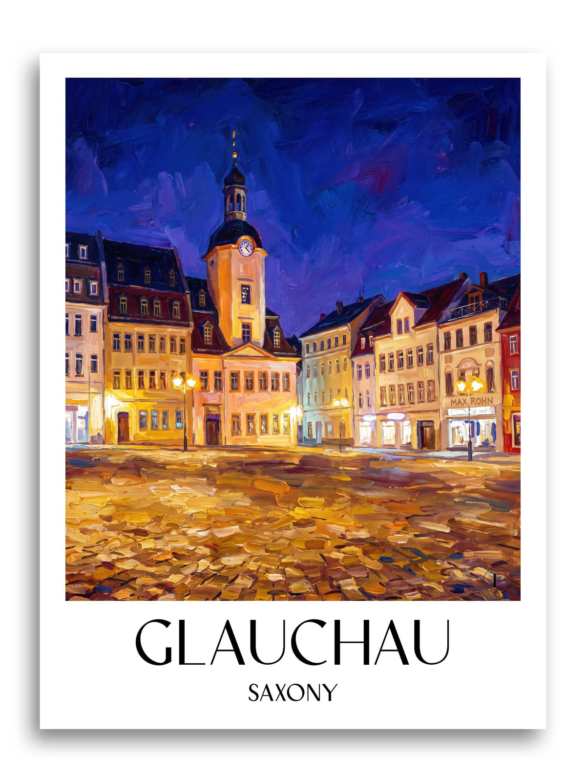 Glauchau Poster - Sachsen - Deutschland Kunstdruck - Ölgemälde von A4 bis A1 - favplace