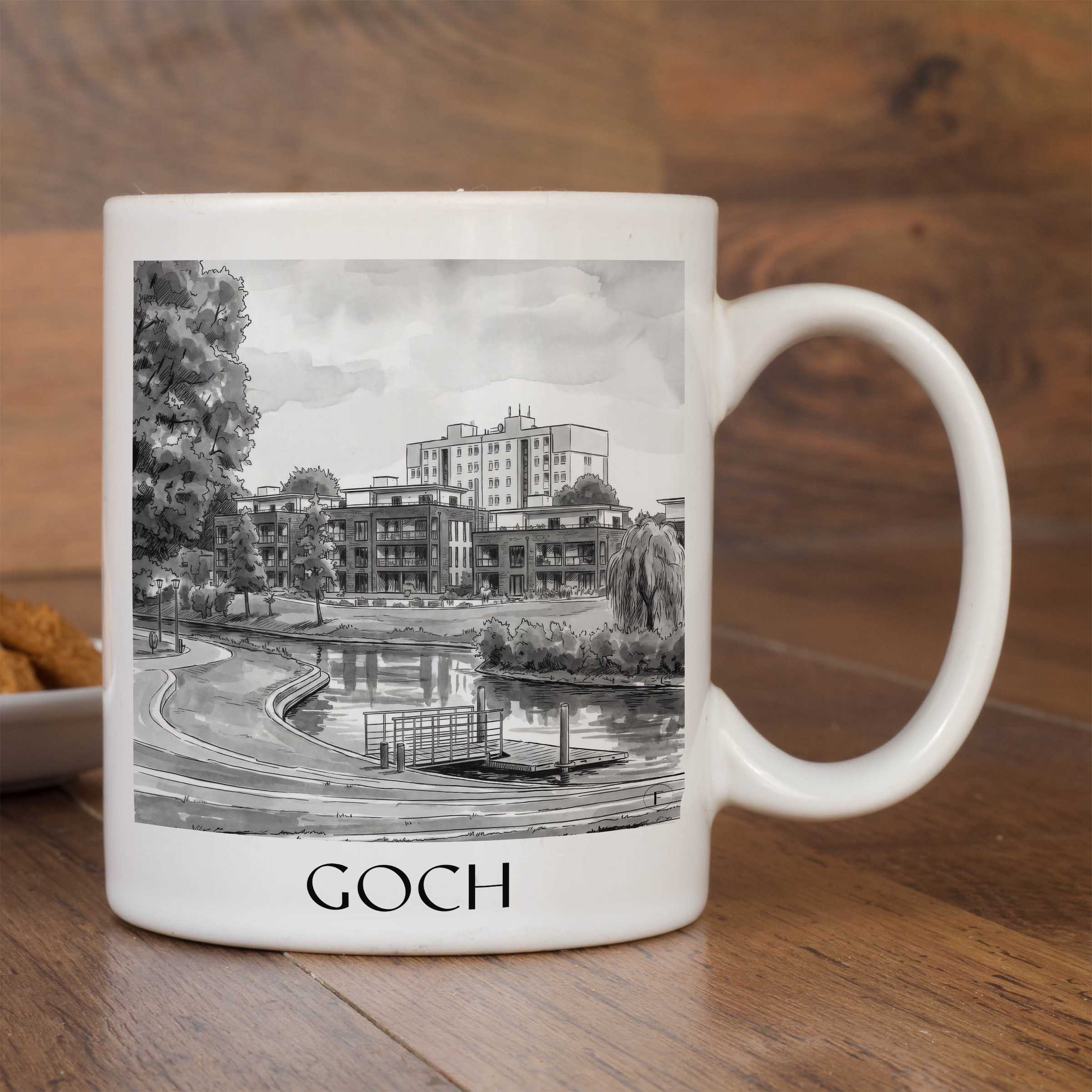 goch-niederrhein-deutschland-kaffeebecher-aquarell-schwarz-weiss