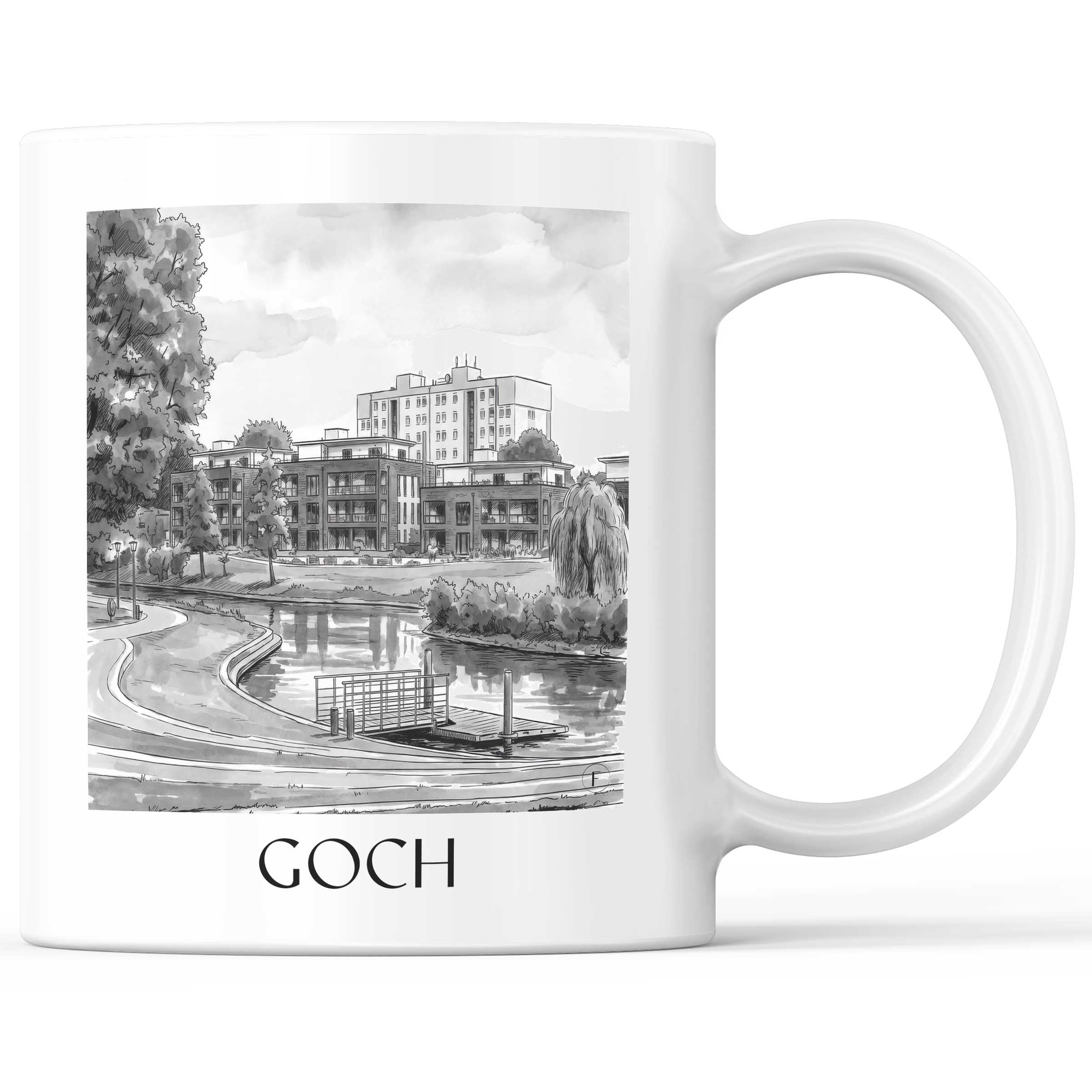 goch-niederrhein-deutschland-kaffeebecher-aquarell-schwarz-weiss
