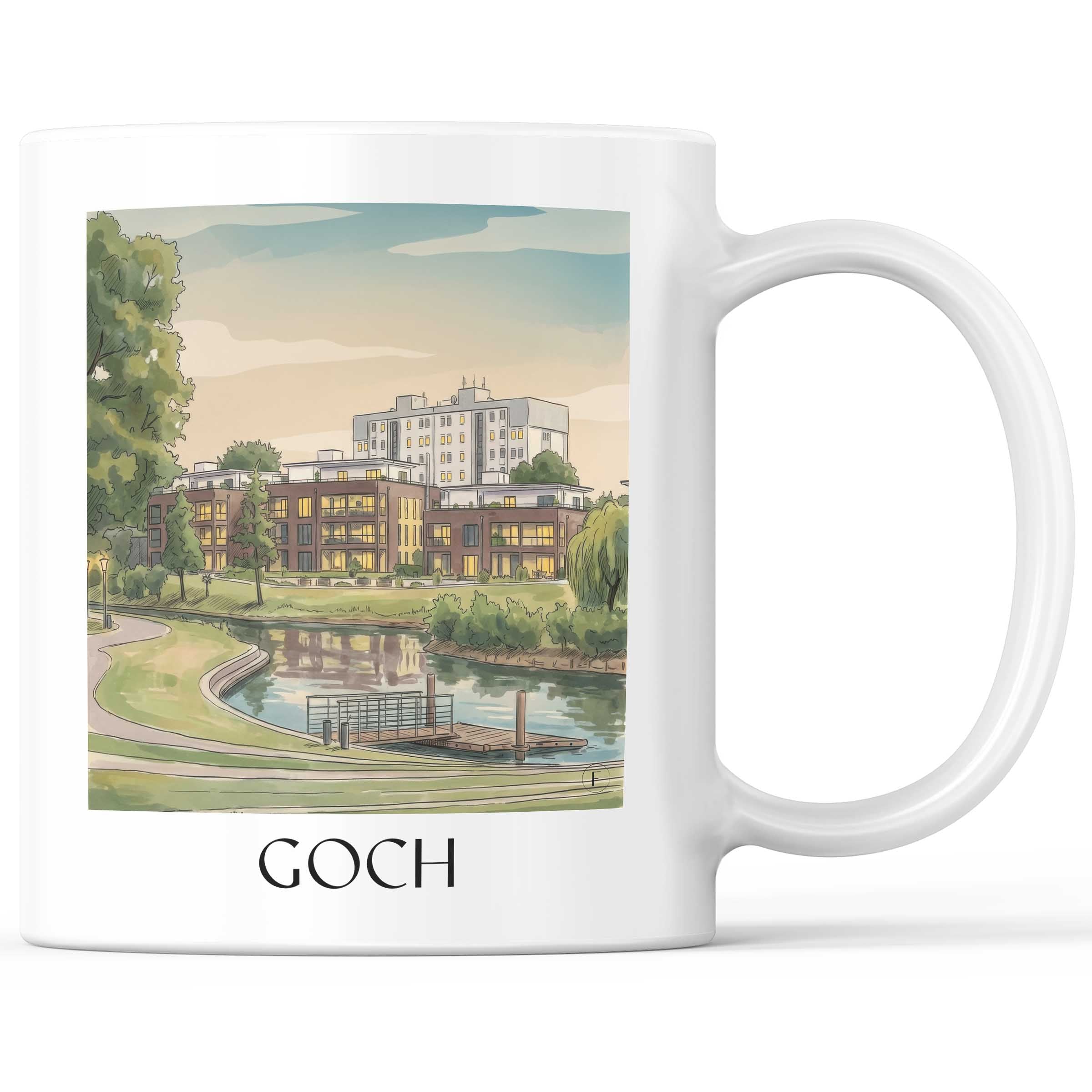 Goch Kaffeebecher - Niederrhein - Deutschland Becher - Kaffeetasse im Aquarell Stil - favplace