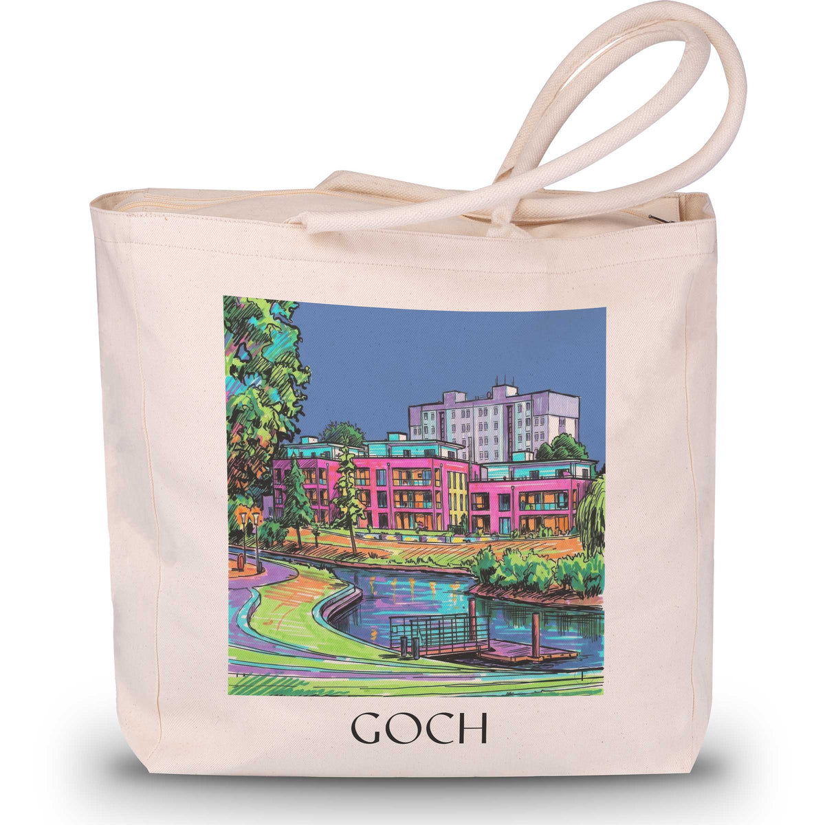 Goch Shopping Tasche - Niederrhein - Deutschland Tote Bag - Einkaufstasche im Tag Graffiti Stil - favplace