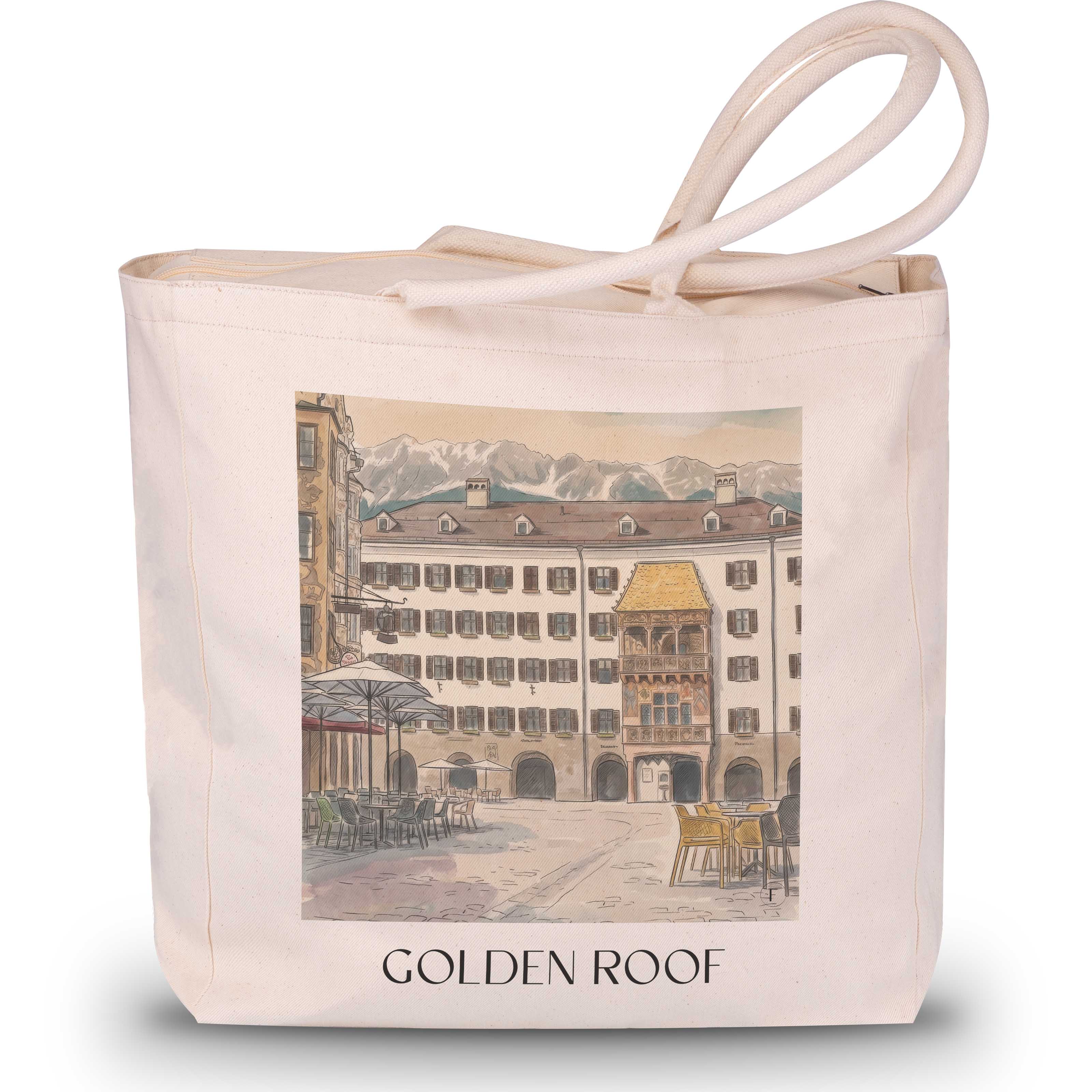 Goldenes Dachl Shopping Tasche - Innsbruck - Österreich Tote Bag - Einkaufstasche im Aquarell Stil - favplace