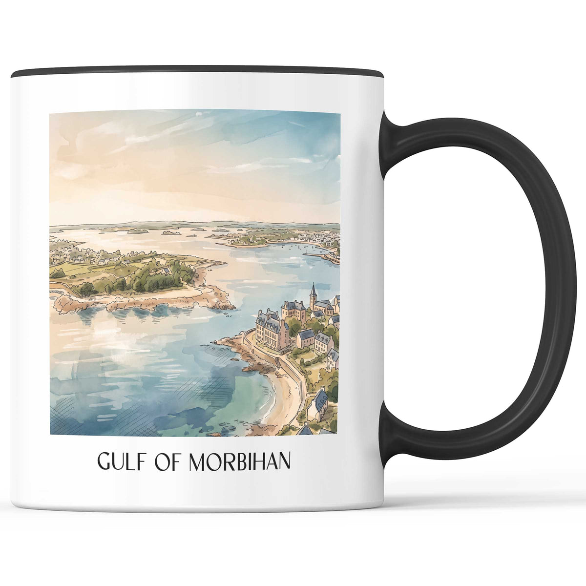 Golfe du Morbihan Kaffeebecher - Bretagne - Frankreich Becher - Kaffeetasse im Aquarell Stil - favplace