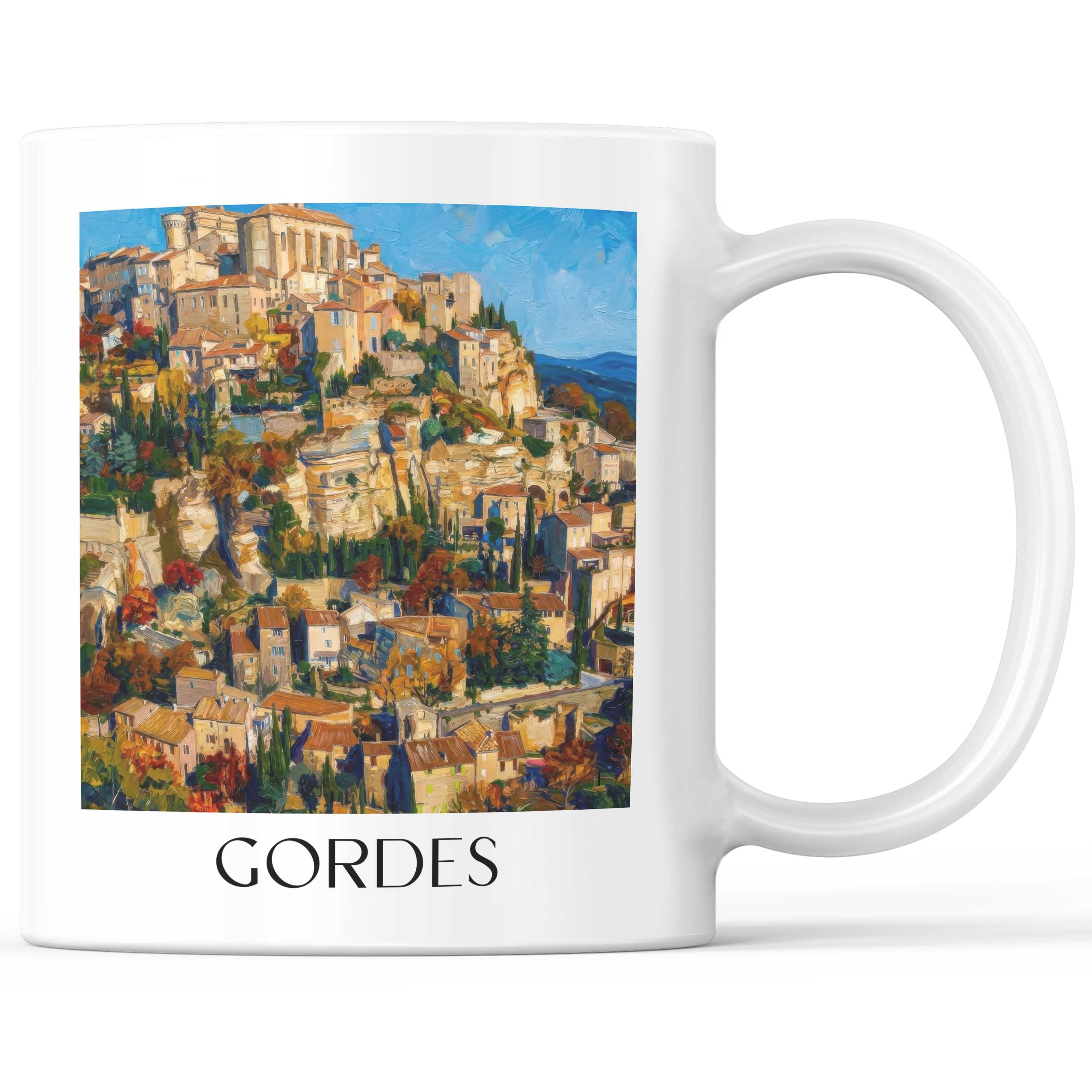Gordes Kaffeebecher - Provence - Frankreich Becher - Kaffeetasse im Ölgemälde Stil - favplace